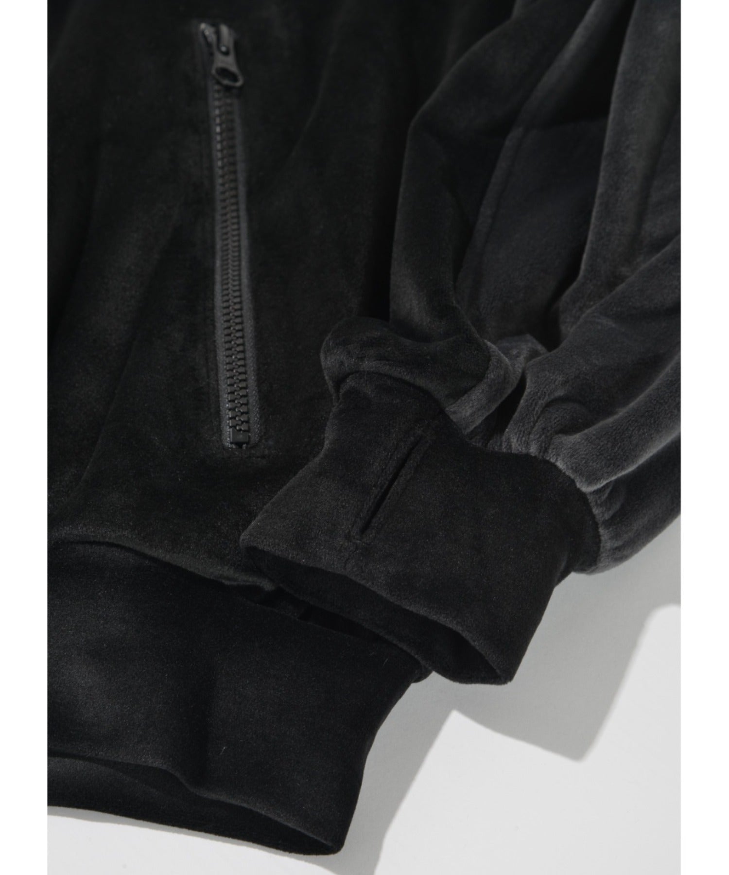 Velour Panel Stand-collar Blouson - black/gray