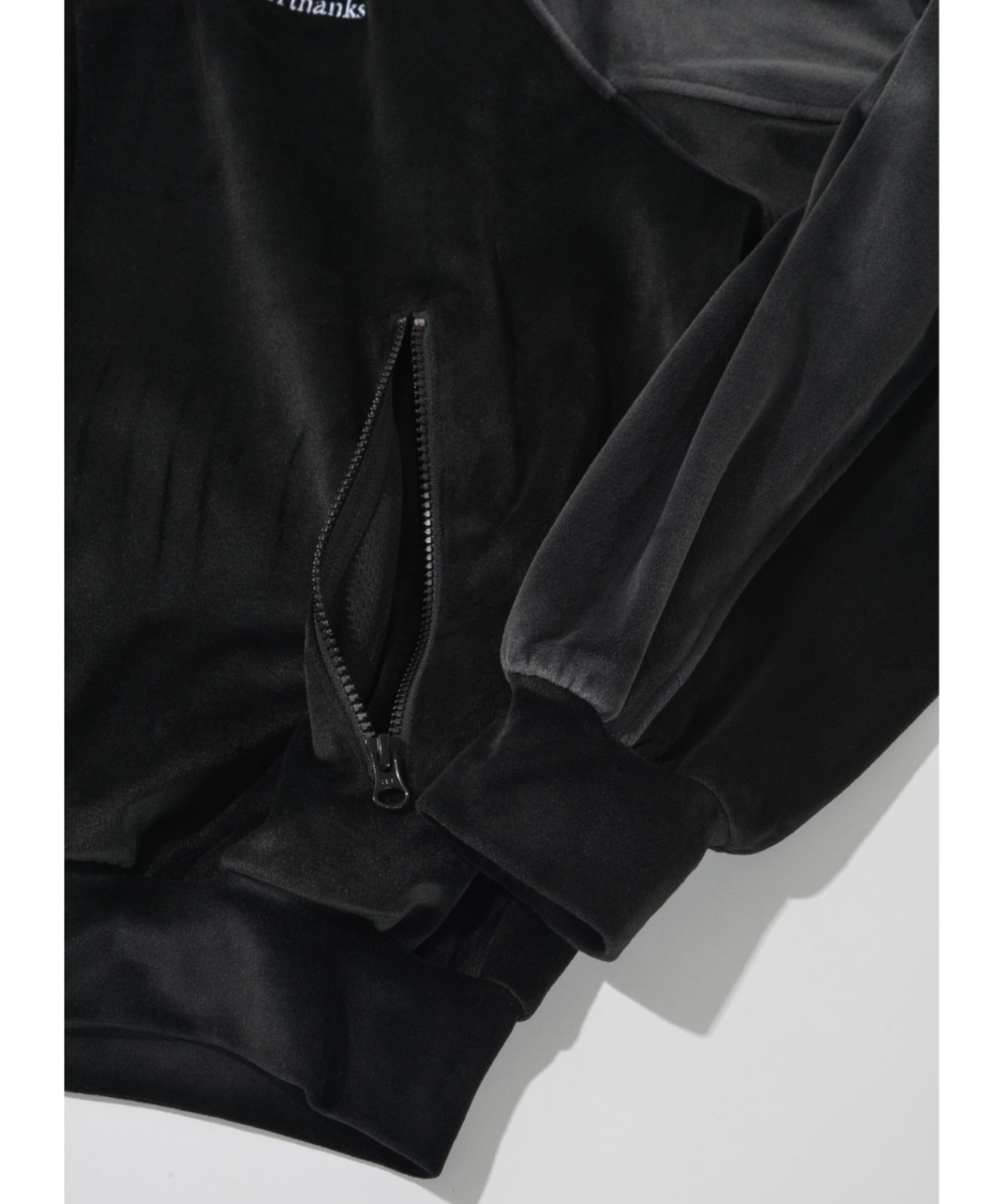 Velour Panel Stand-collar Blouson - black/gray