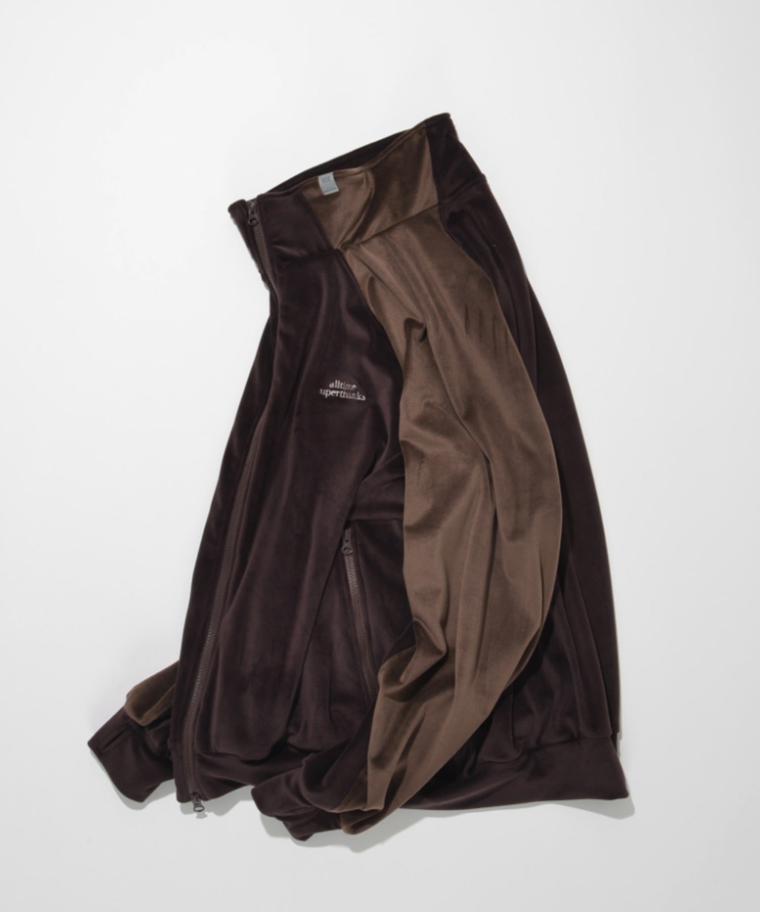 Velour Panel Stand-collar Blouson - brown/brown