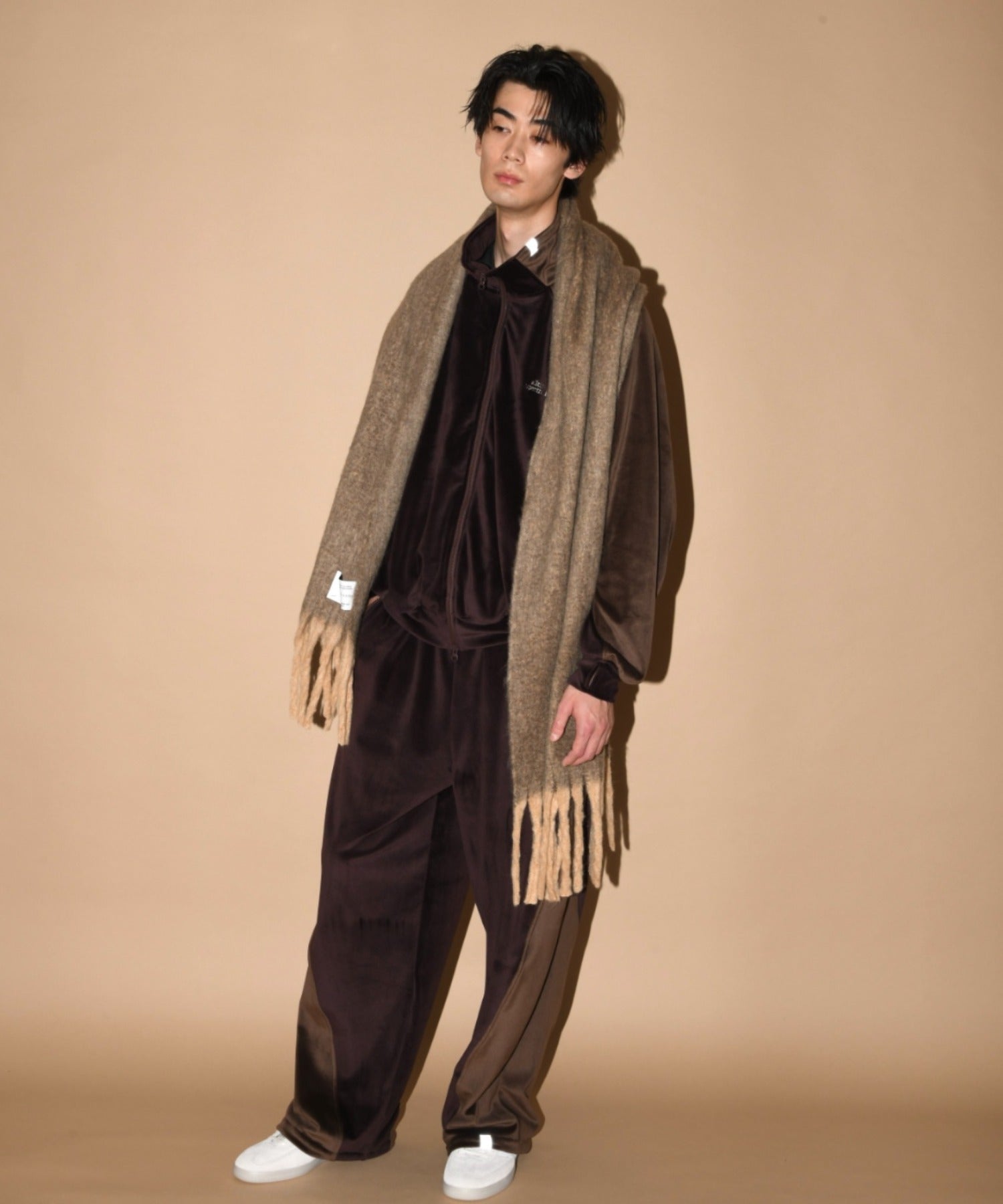 Velour Panel Stand-collar Blouson - black/gray