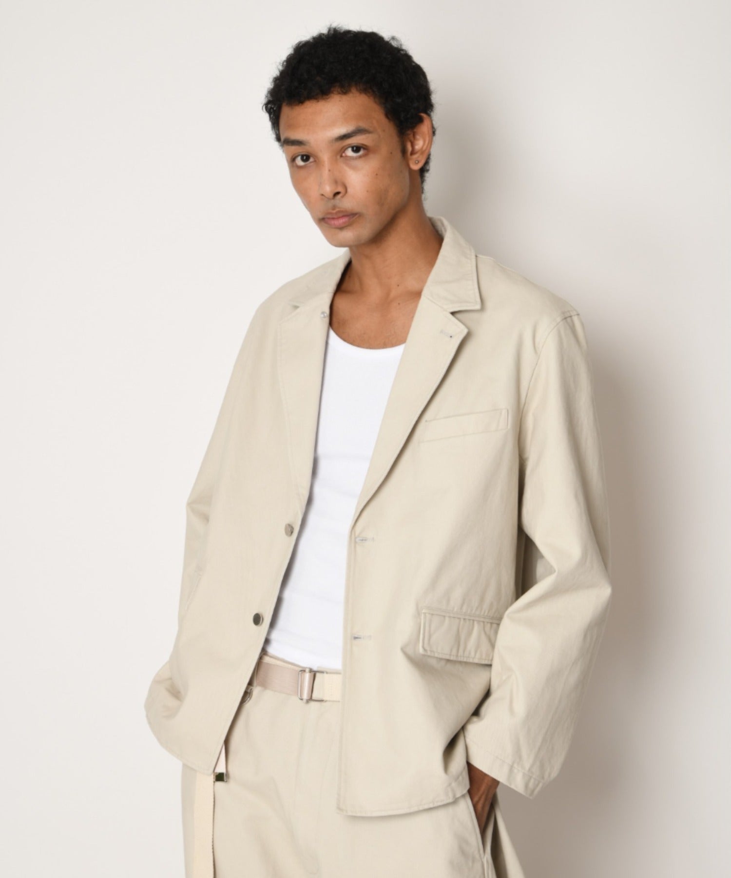 Pigment dyed Twill Jacket - ivory