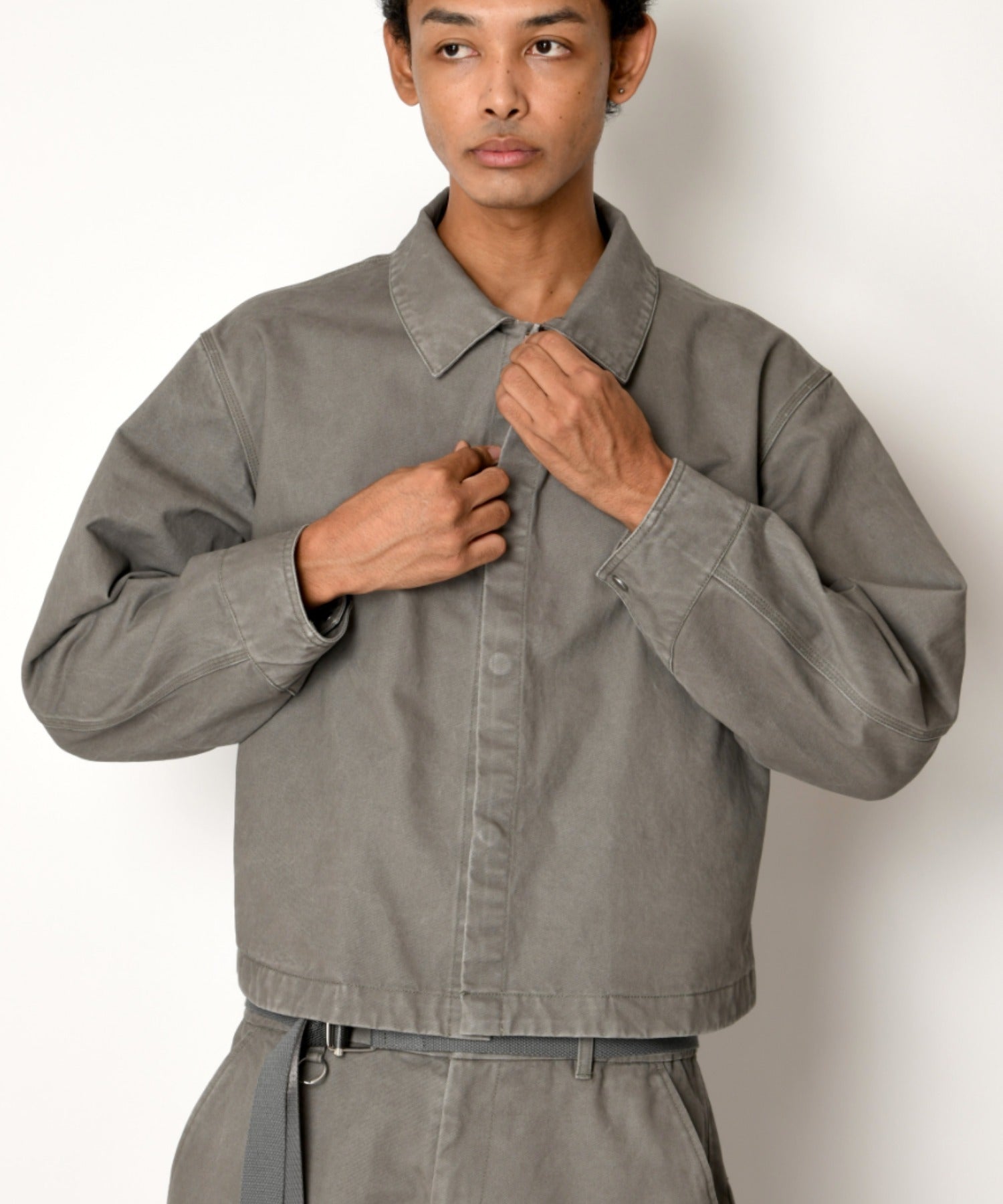 Pigment dyed Twill Shirt Jacket - black