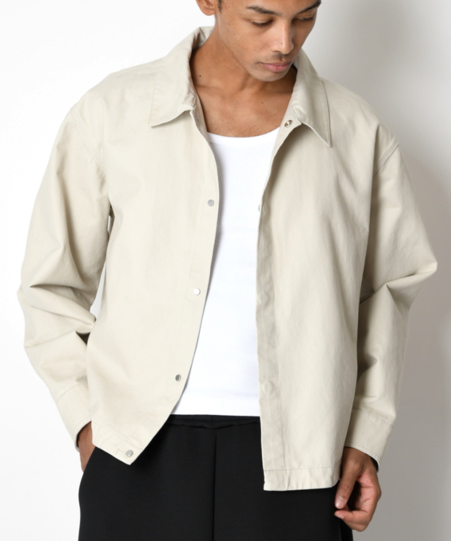 Pigment dyed Twill Shirt Jacket - black