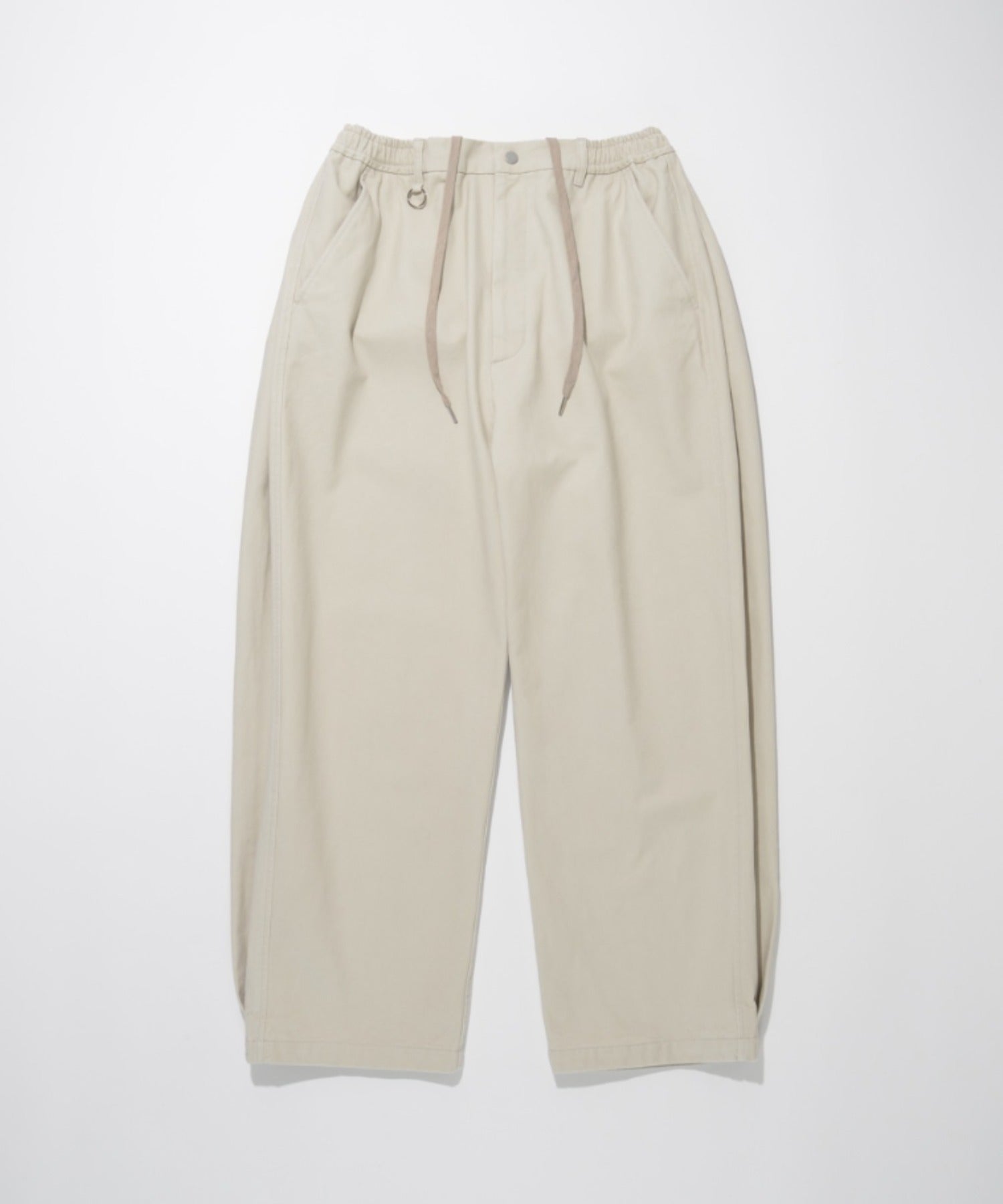 Pigment dyed Twill Side-tuck Wide Pants - black