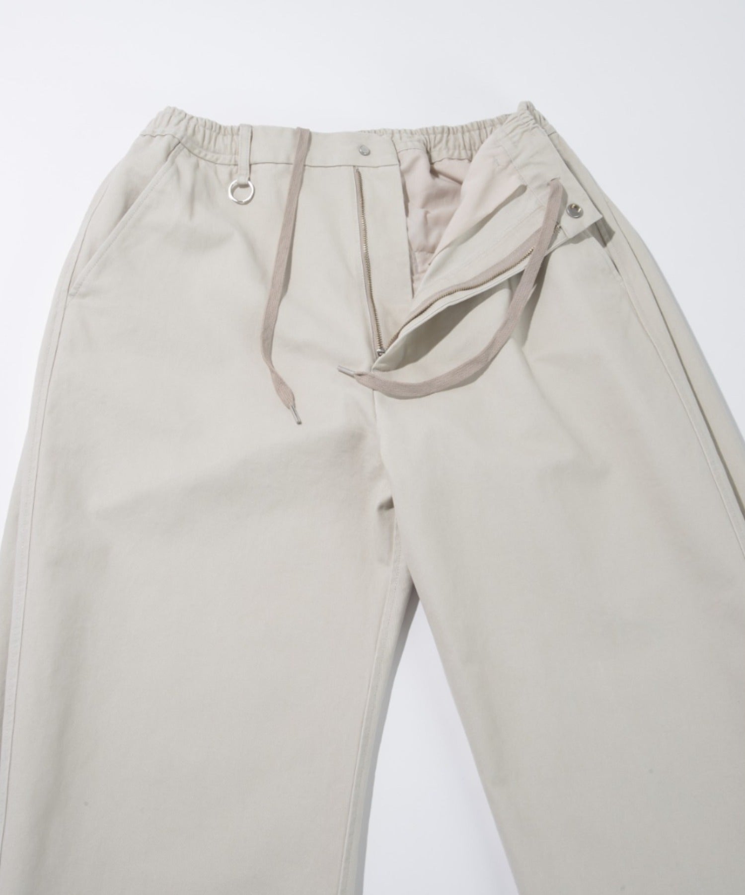 Pigment dyed Twill Side-tuck Wide Pants - ivory