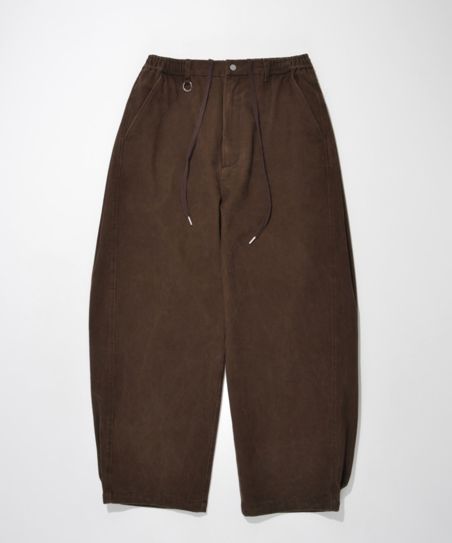 Pigment dyed Twill Side-tuck Wide Pants - brown