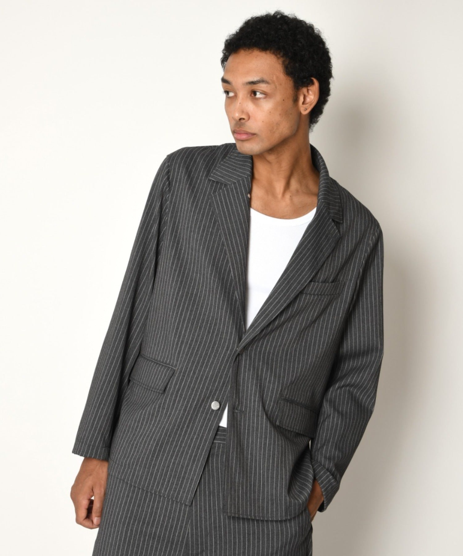 TR Pinstripe Jacket - gray/white