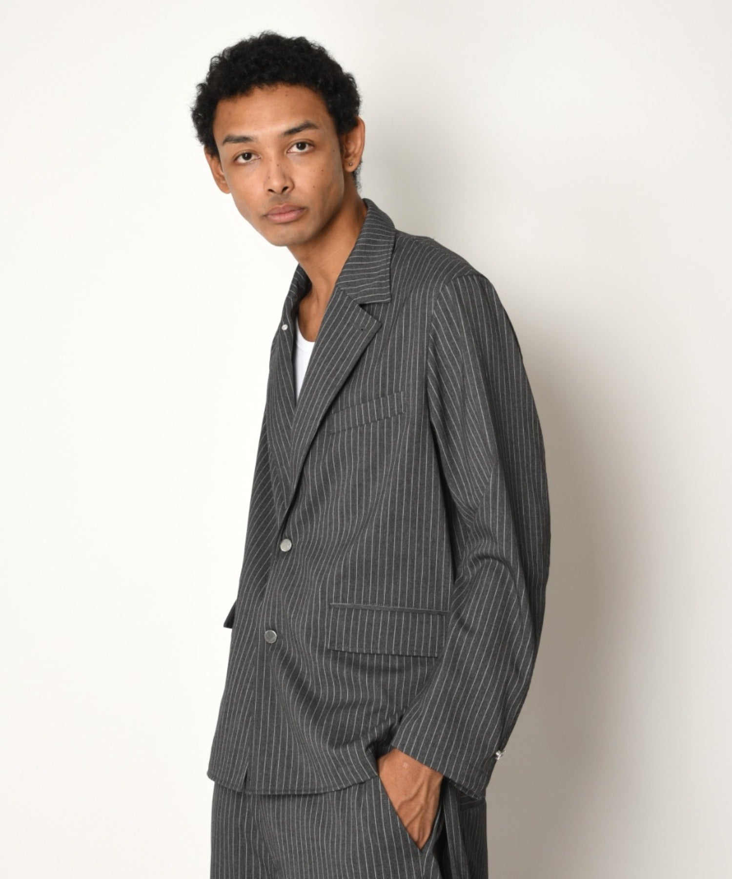 TR Pinstripe Jacket - gray/white