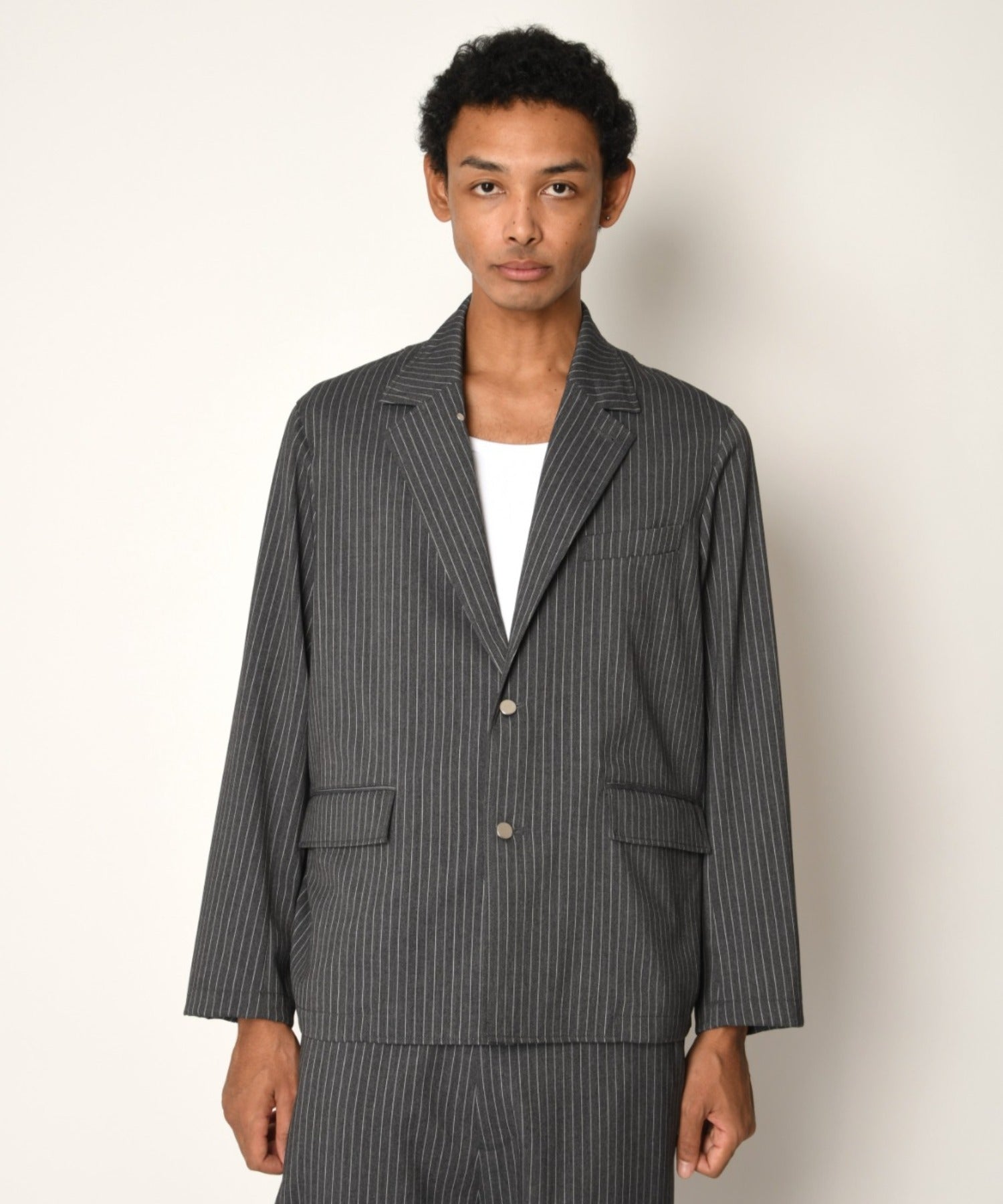 TR Pinstripe Jacket - gray/white