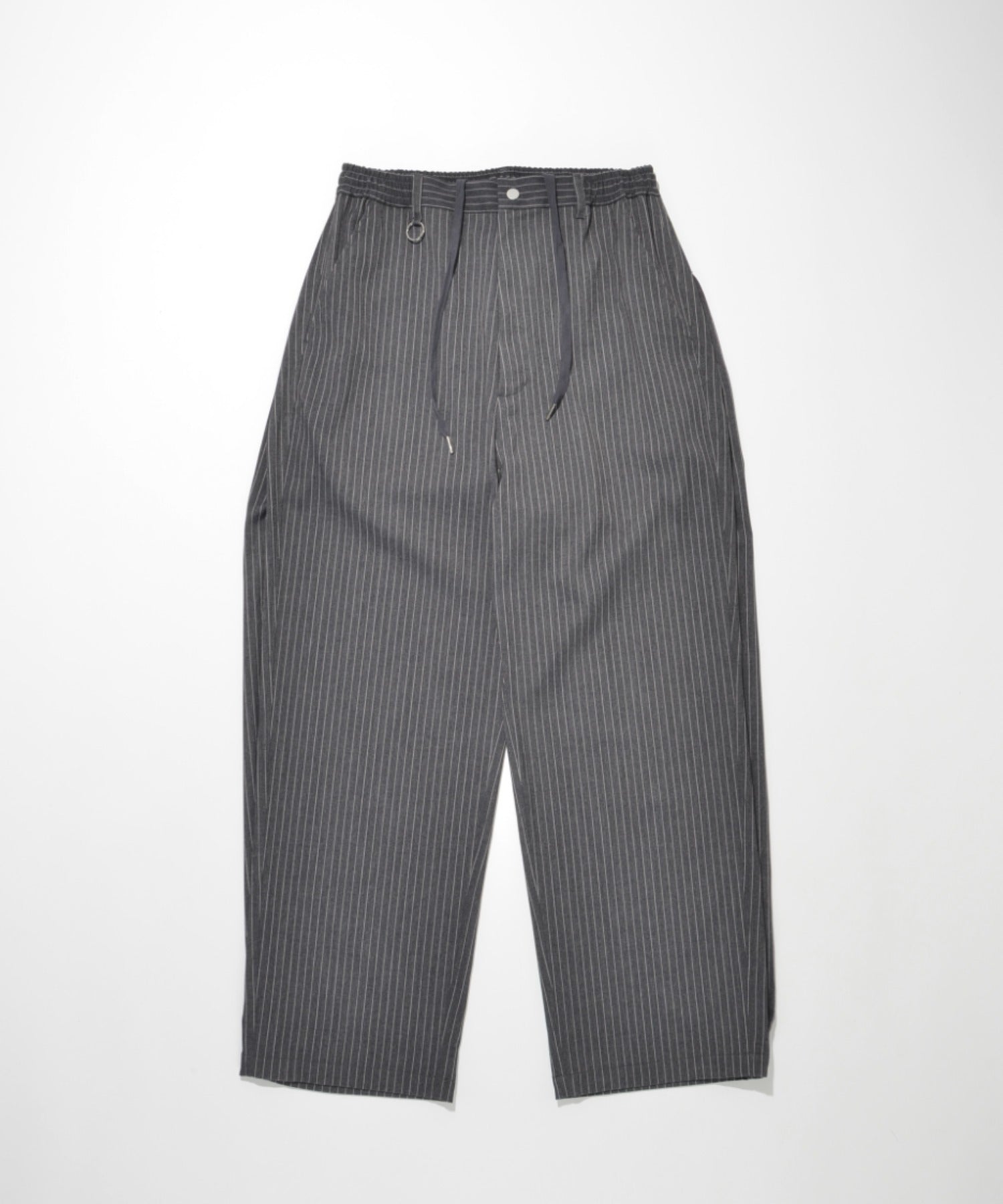 TR Pinstripe Side-tuck Wide Pants - gray/white