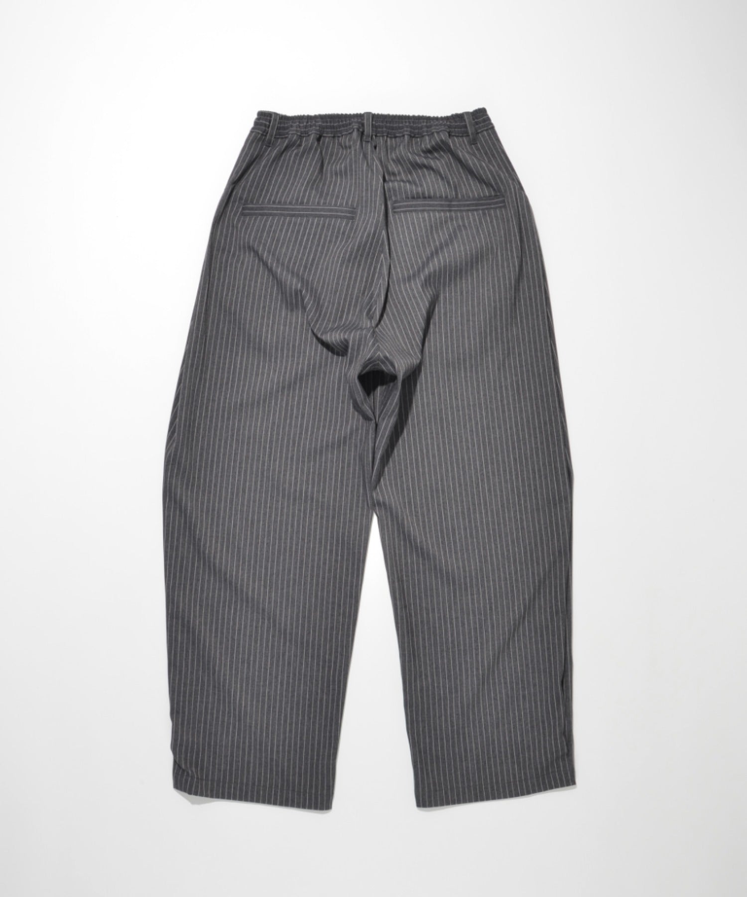 TR Pinstripe Side-tuck Wide Pants - gray/white