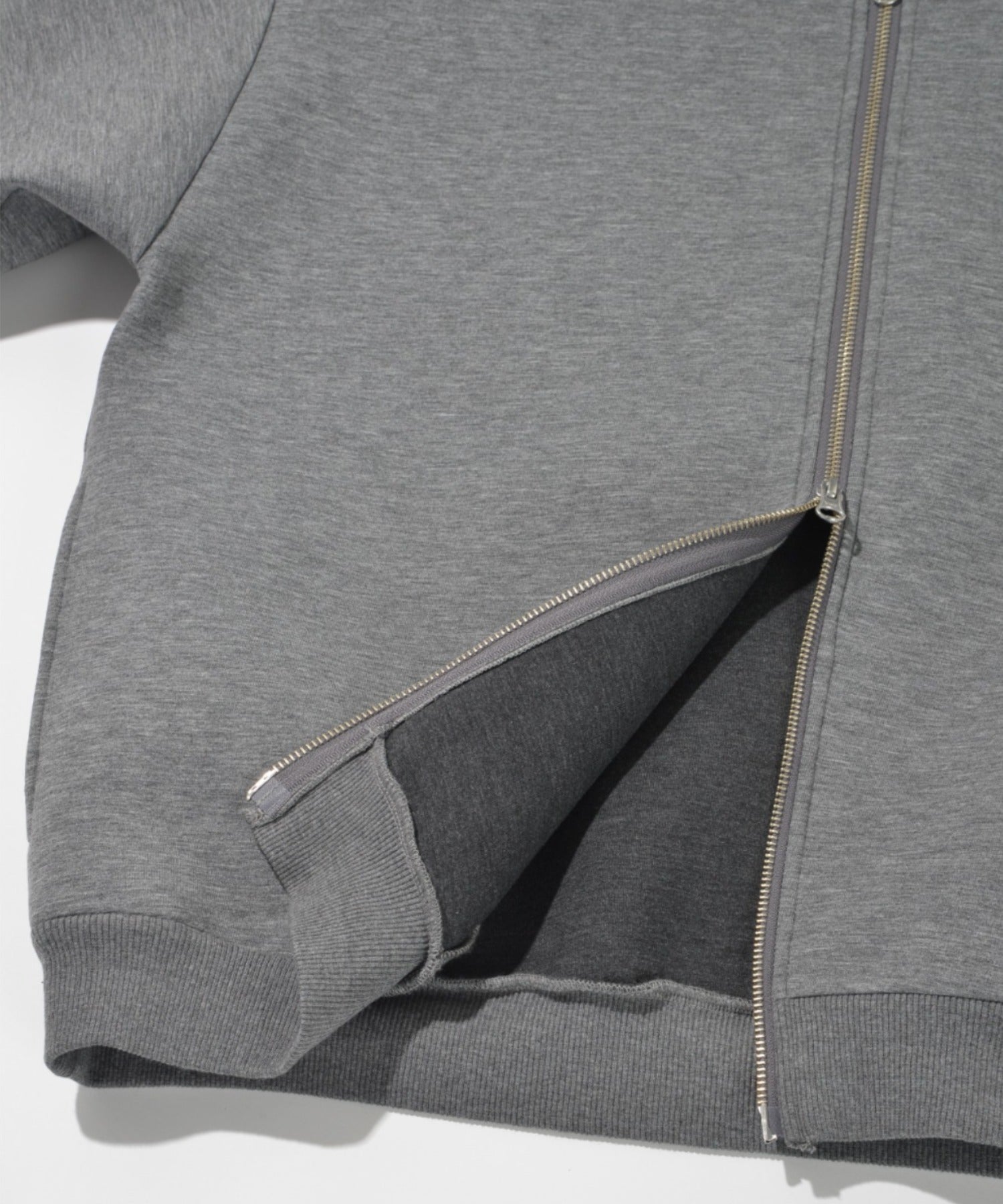 Double-knit Embroidery Zip-Hoodie - ash c.gray