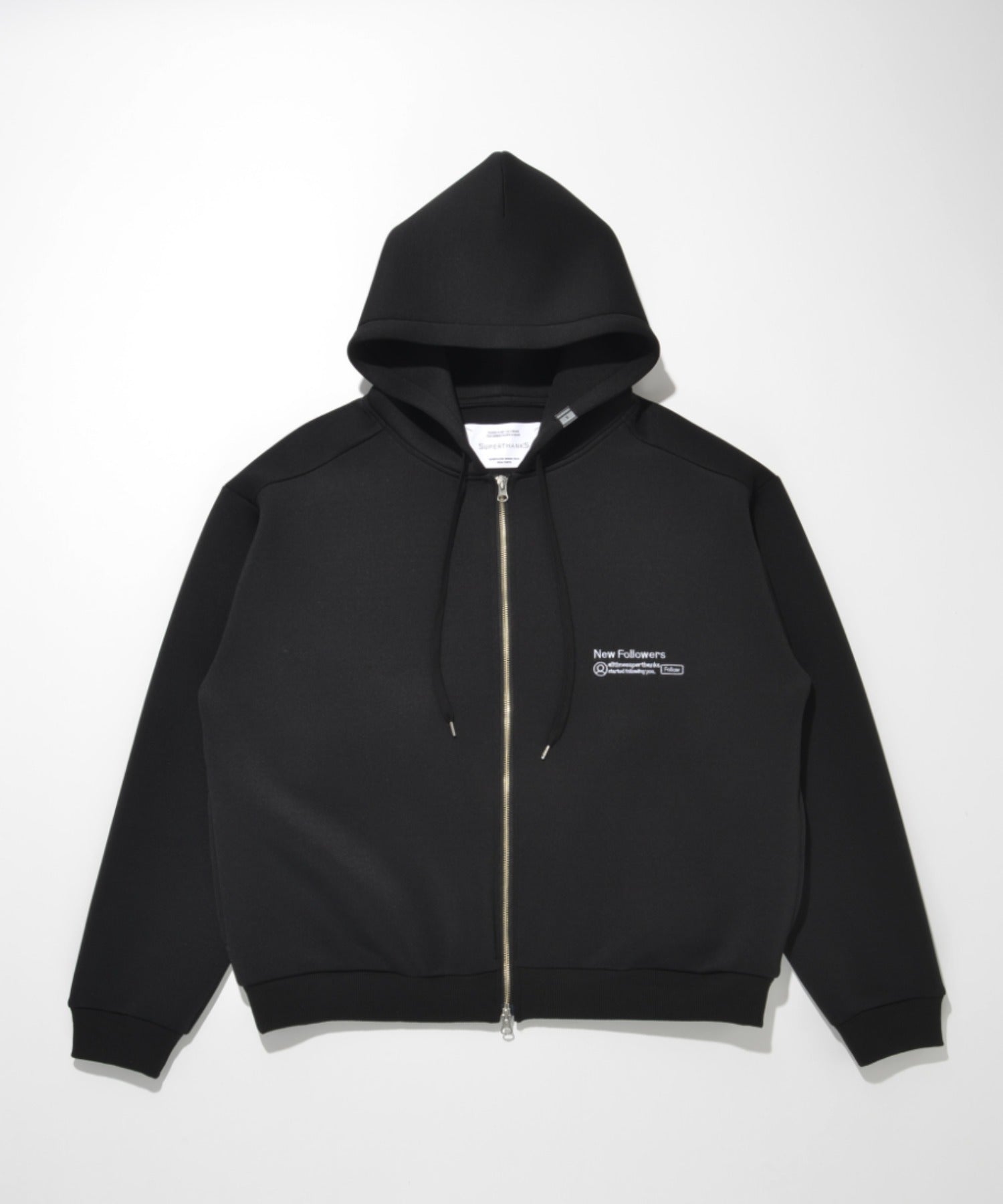 Double-knit Embroidery Zip-Hoodie - black