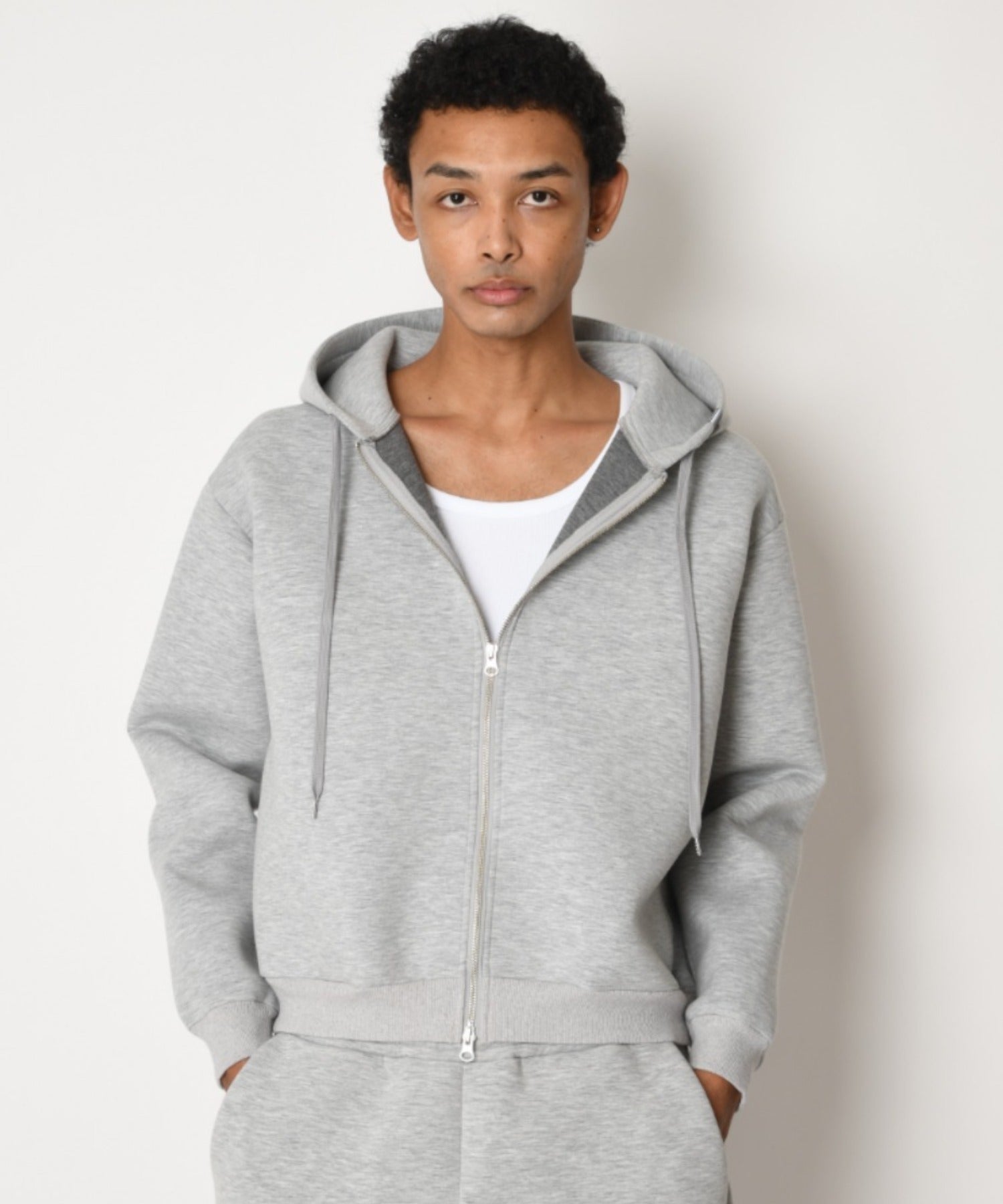 Double-knit Zip-Hoodie （無地） - ash gray