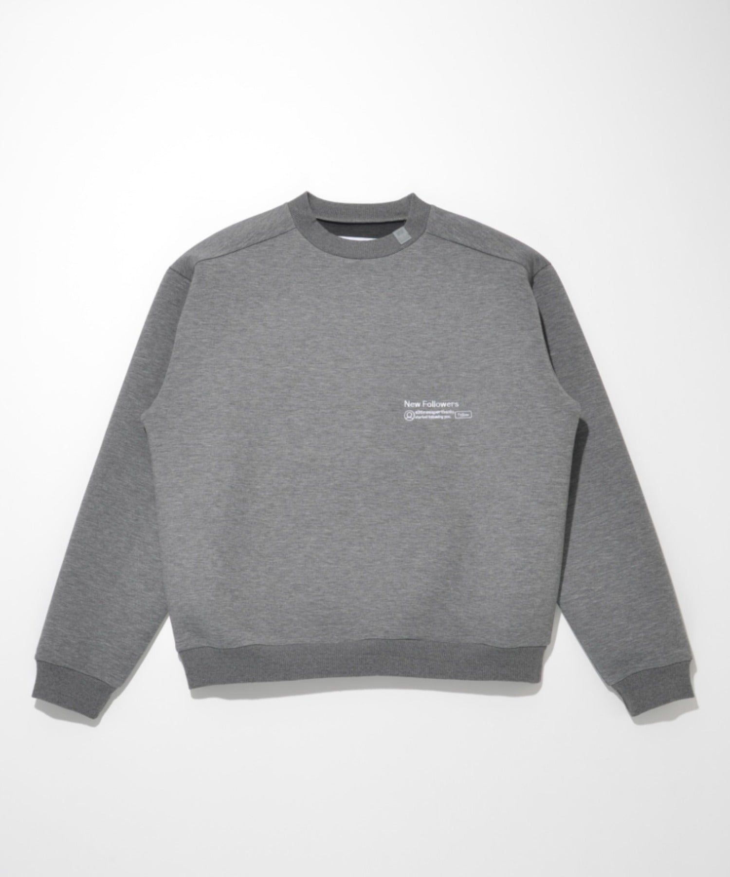 Double-knit Embroidery Crew-neck - ash c.gray
