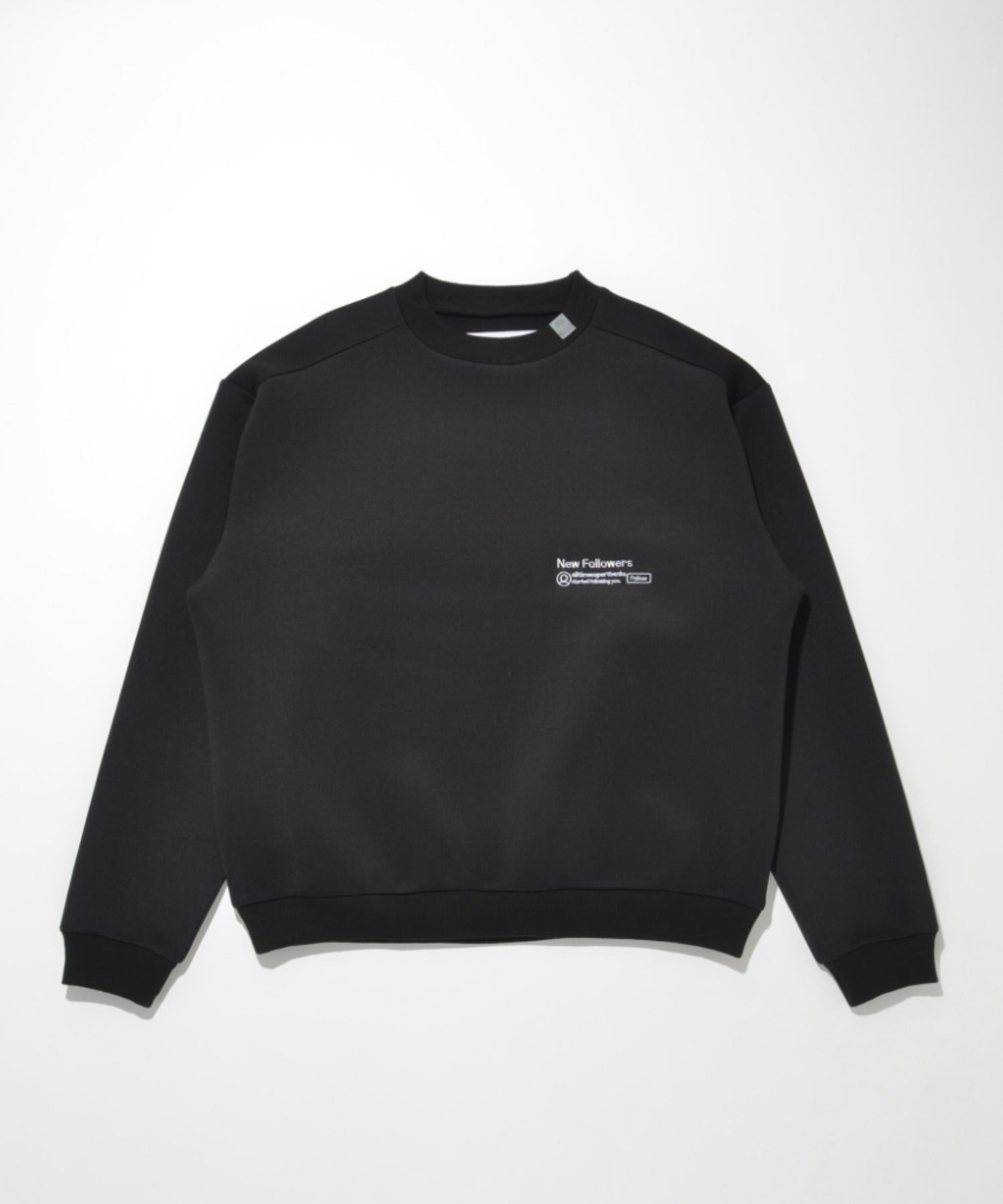 Double-knit Embroidery Crew-neck - black