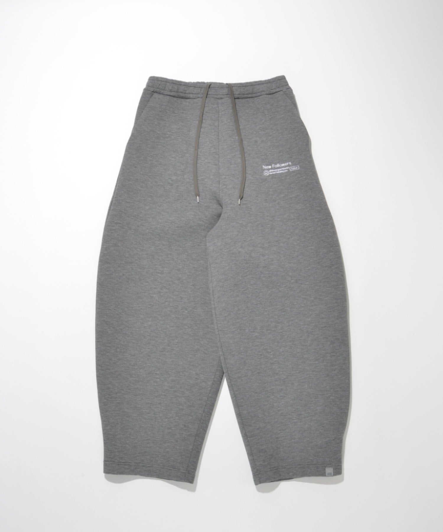 Double-knit Embroidery Side-tuck Wide Pants - ash c.gray