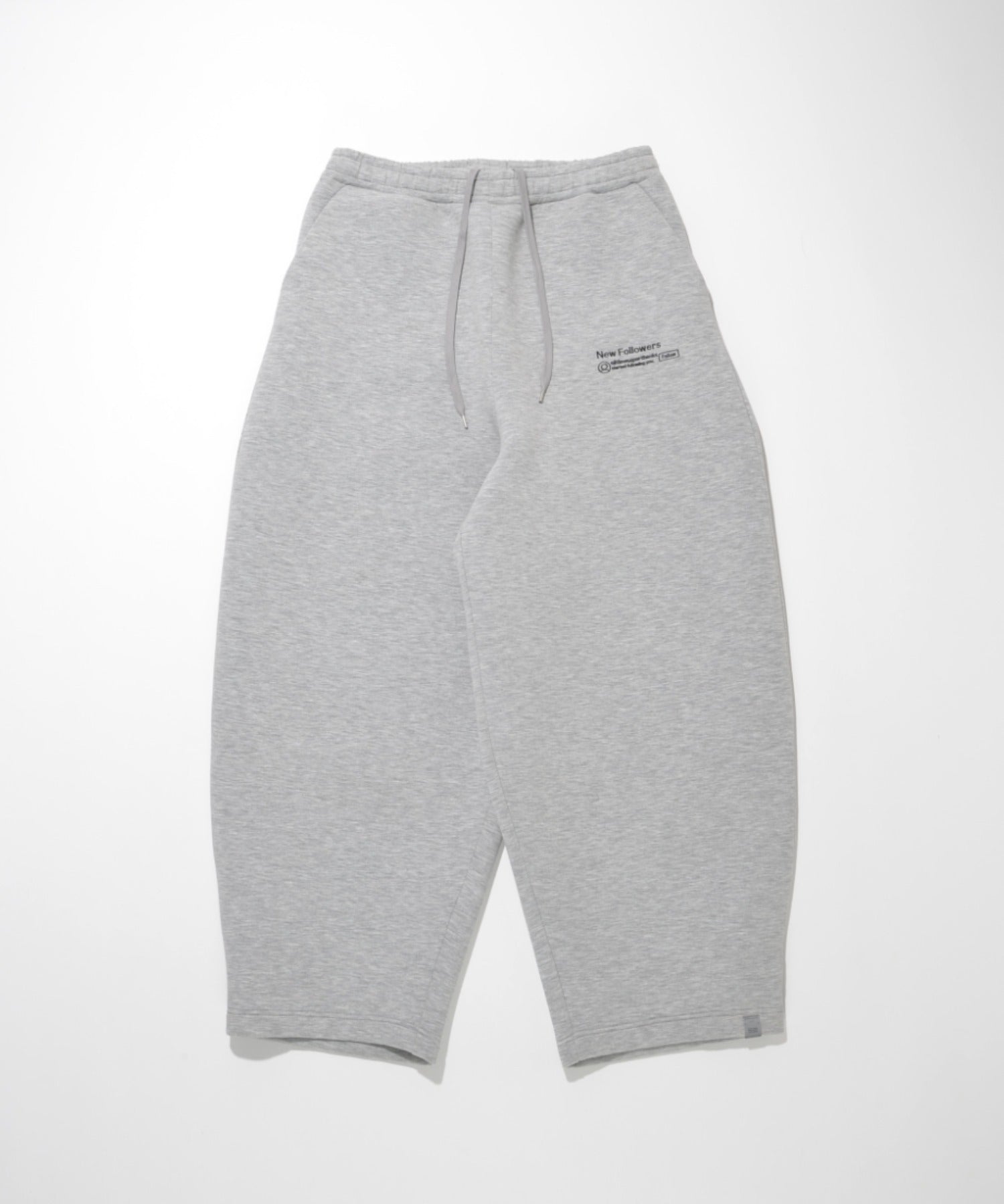 Double-knit Embroidery Side-tuck Wide Pants - ash gray