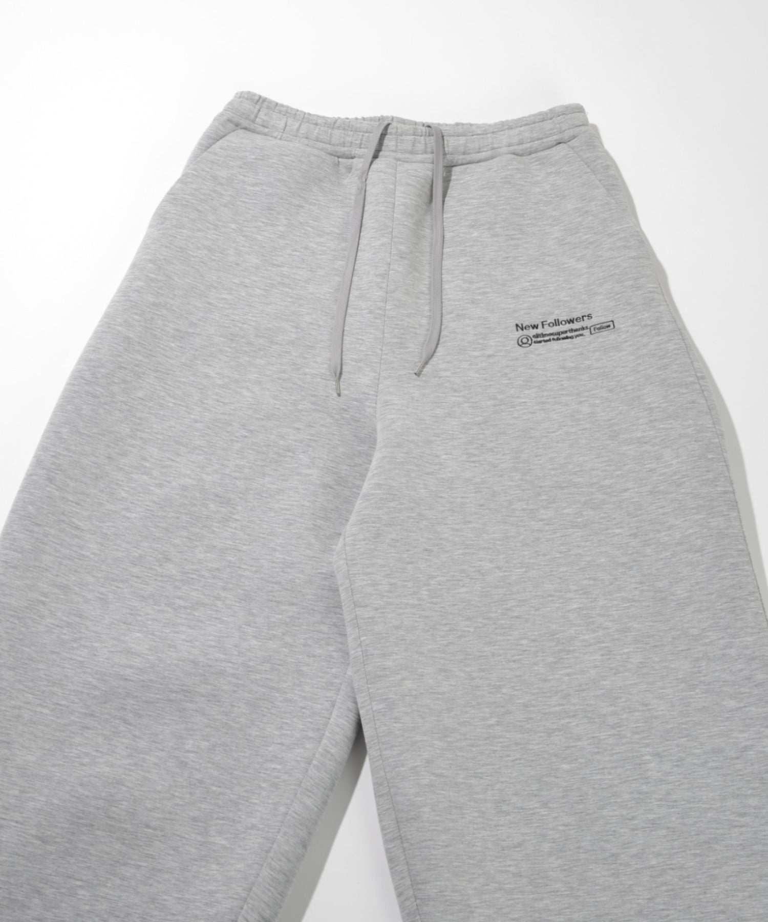 Double-knit Embroidery Side-tuck Wide Pants - ash c.gray