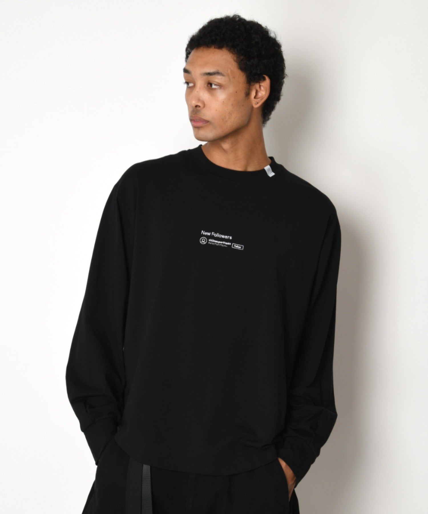 SBY Embroidery Refined L/S T-shirt - black