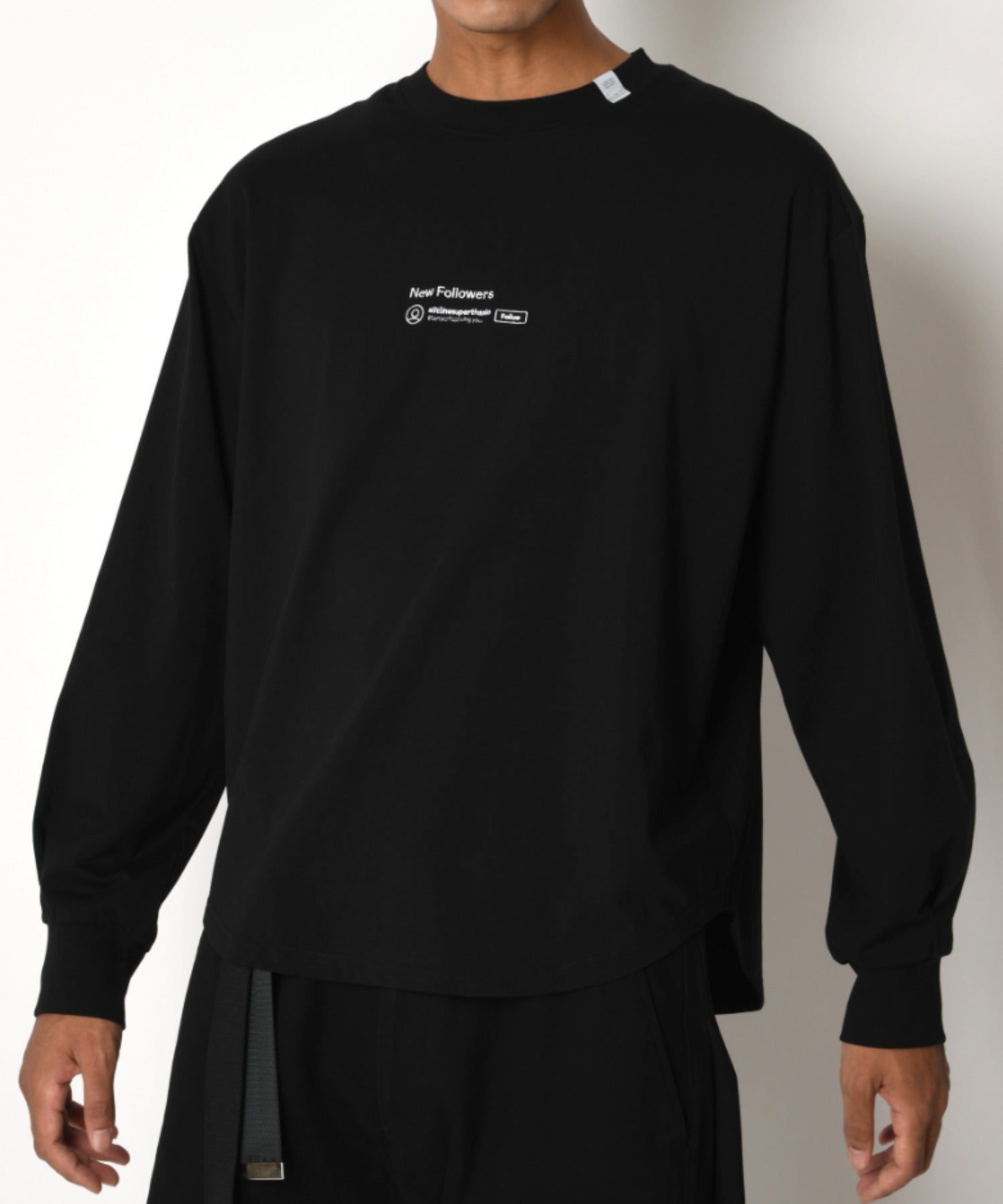 SBY Embroidery Refined L/S T-shirt - black