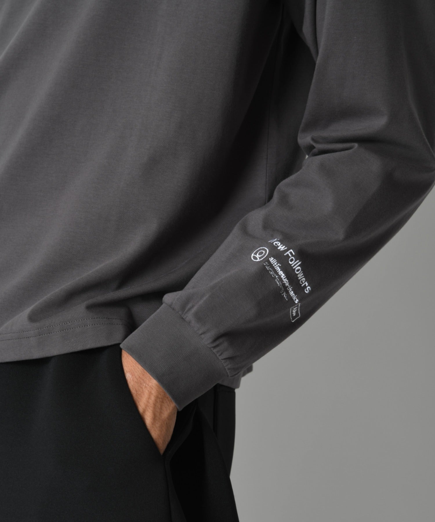 SBY Embroidery L/S T-shirt - c.gray