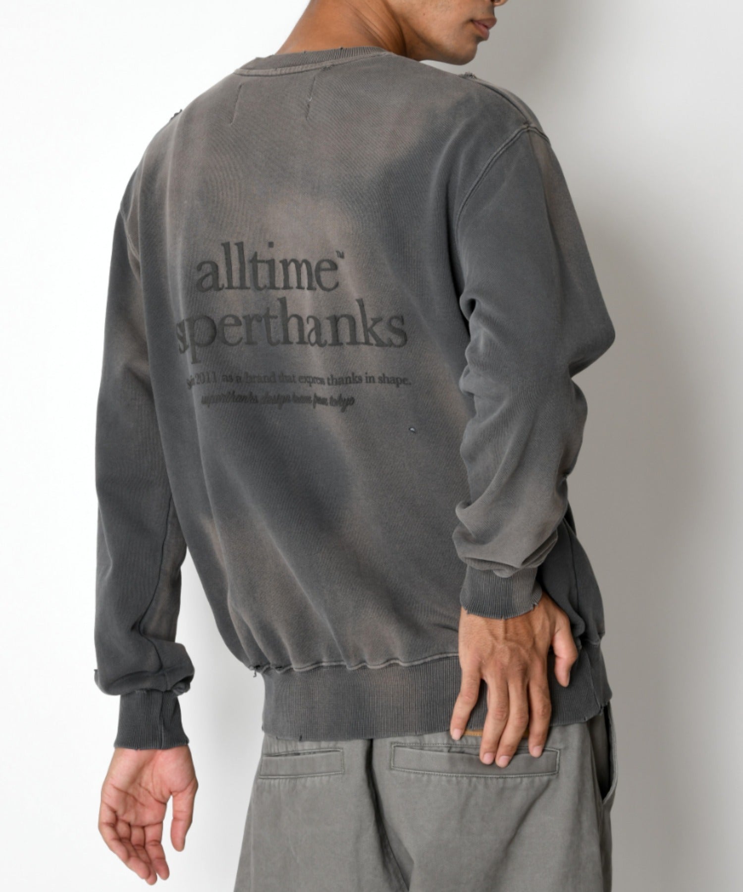 Vintage finishing Crew-neck Sweat - black