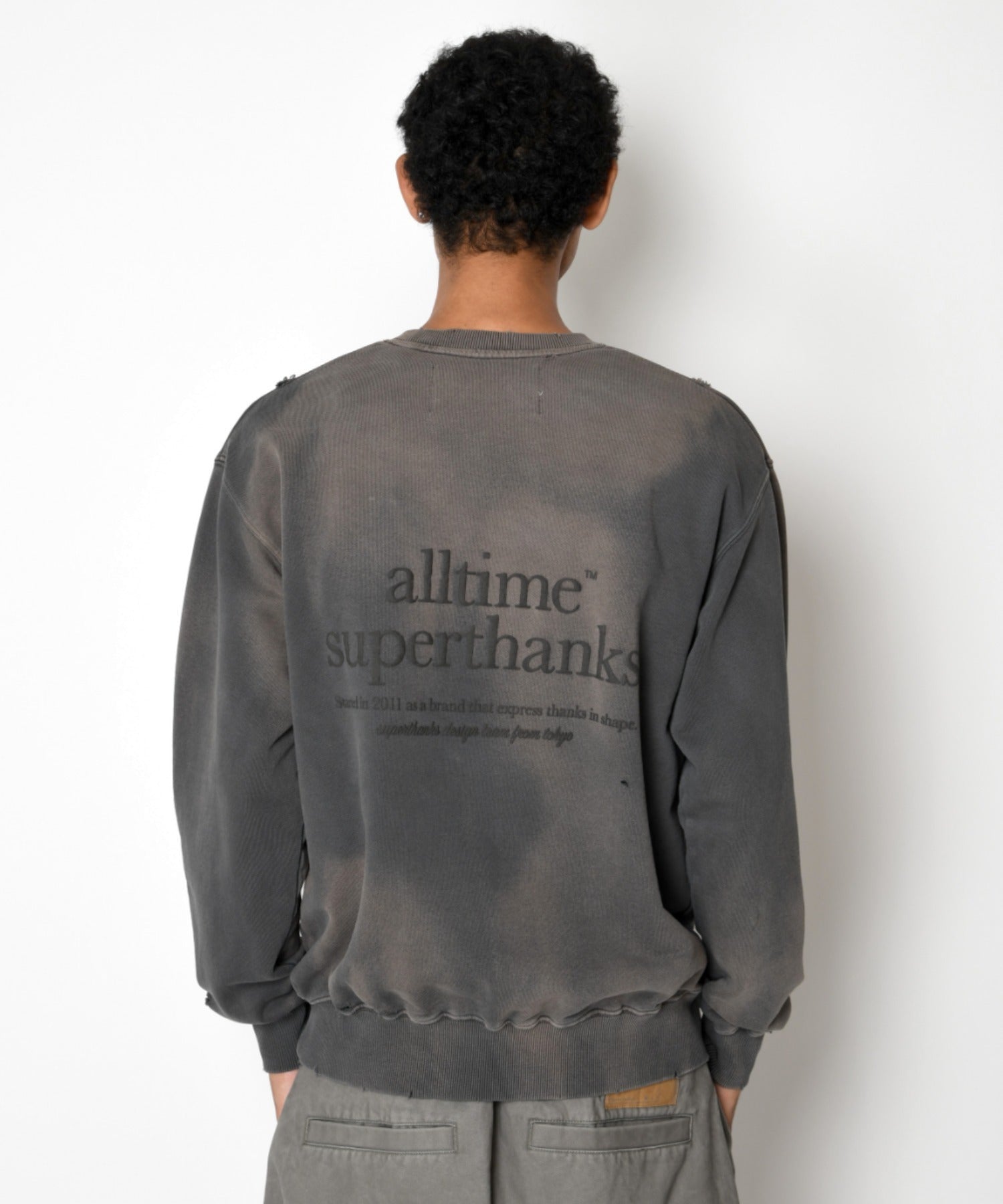 Vintage finishing Crew-neck Sweat - black