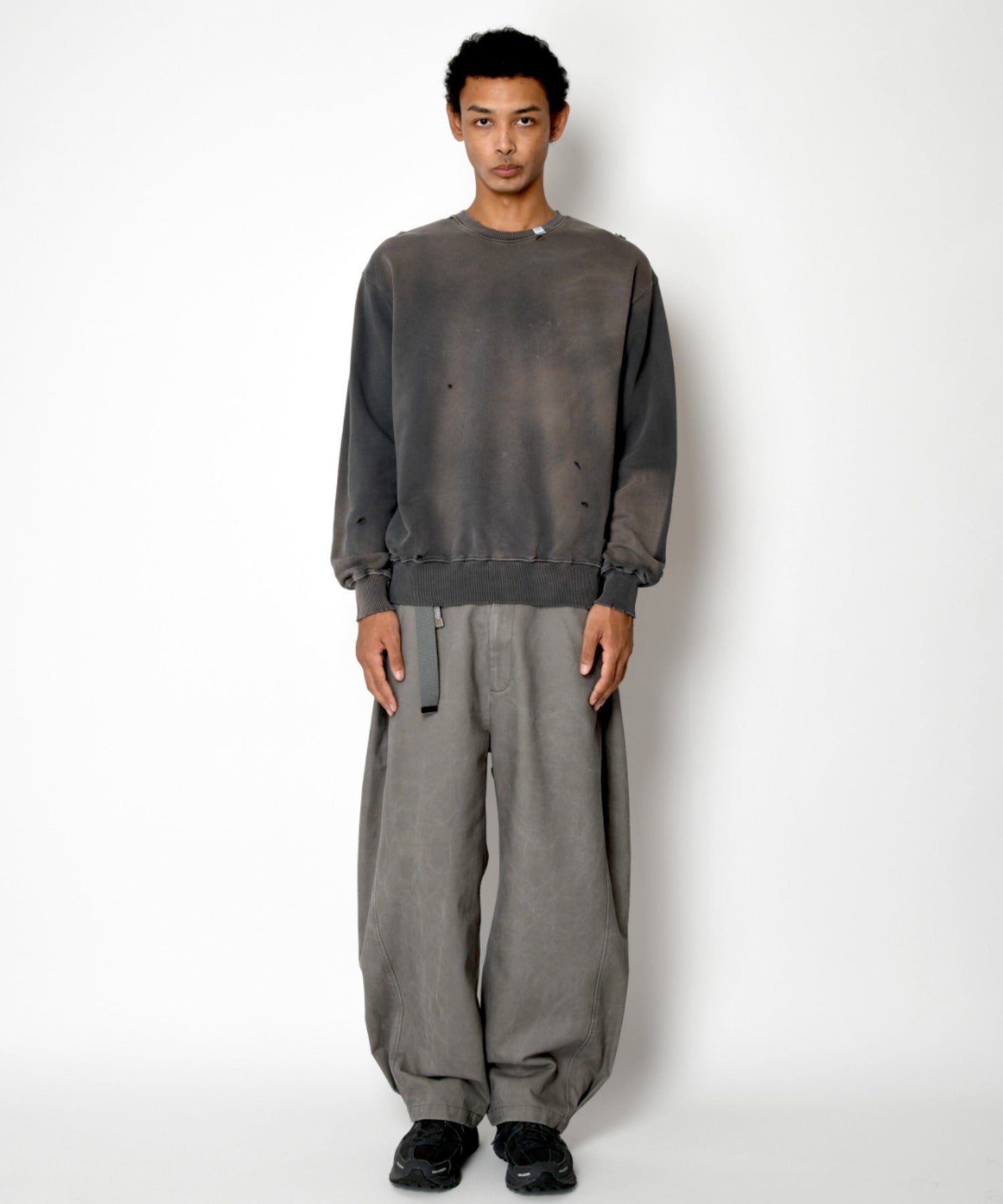 Vintage finishing Crew-neck Sweat - black