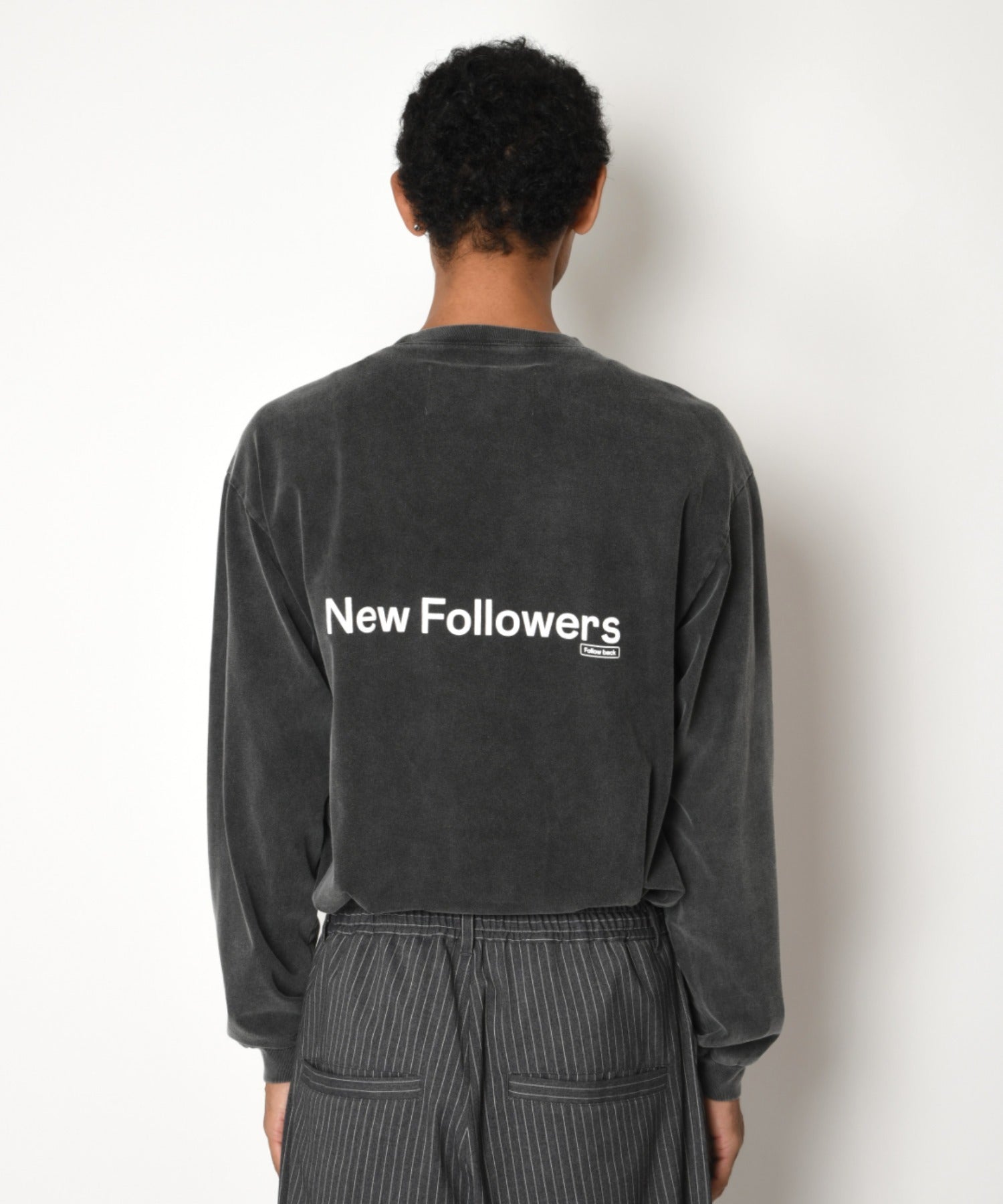 Pigment dyed Print L/S T-shirt - l.gray