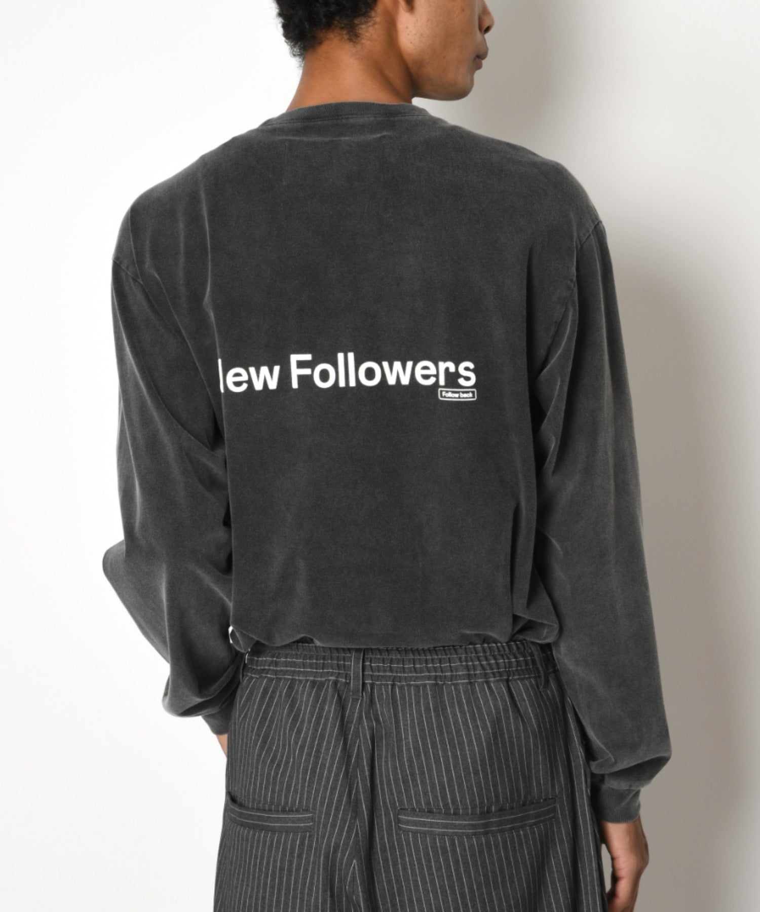 Pigment dyed Print L/S T-shirt - black