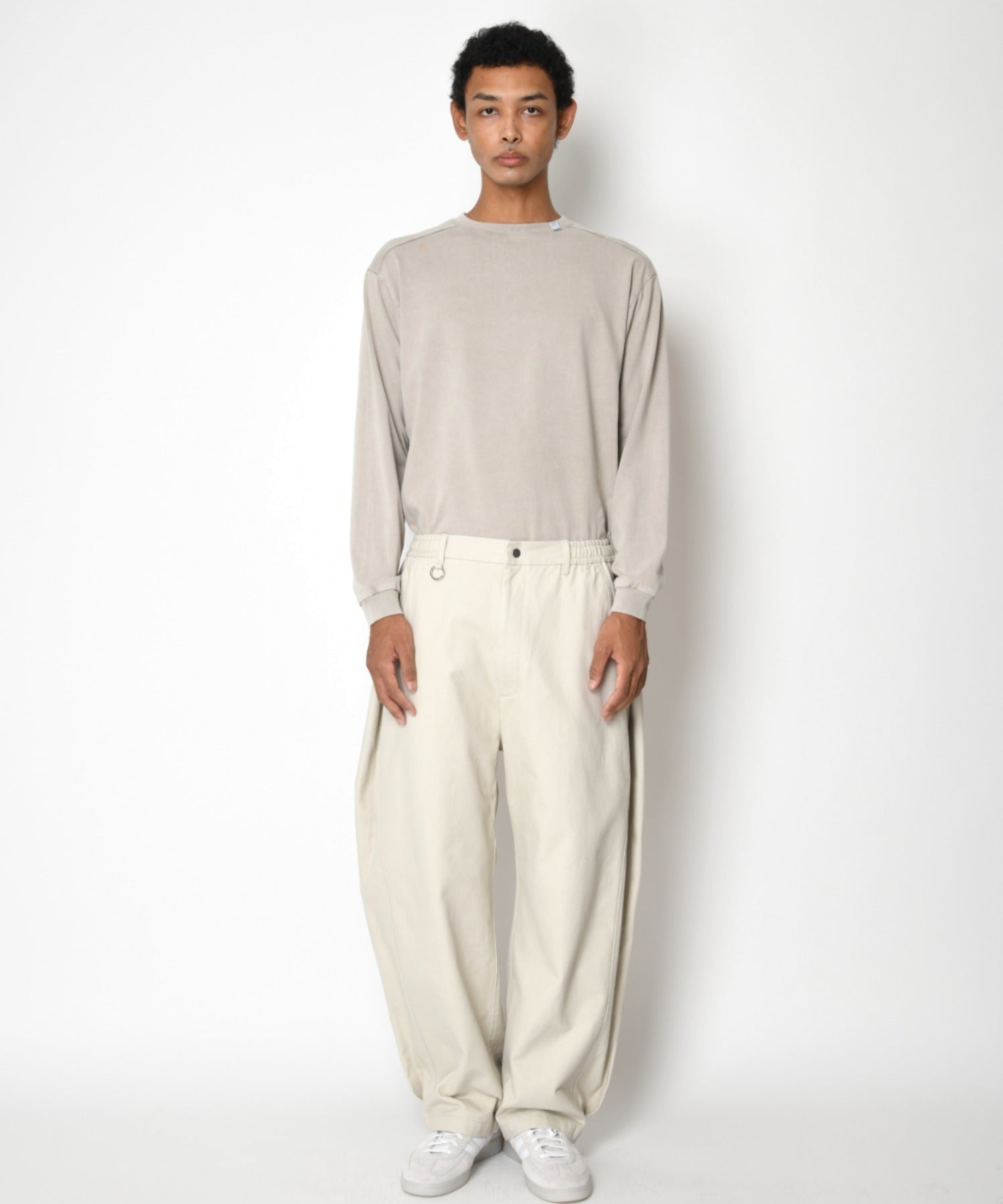 Pigment dyed Print L/S T-shirt - l.gray