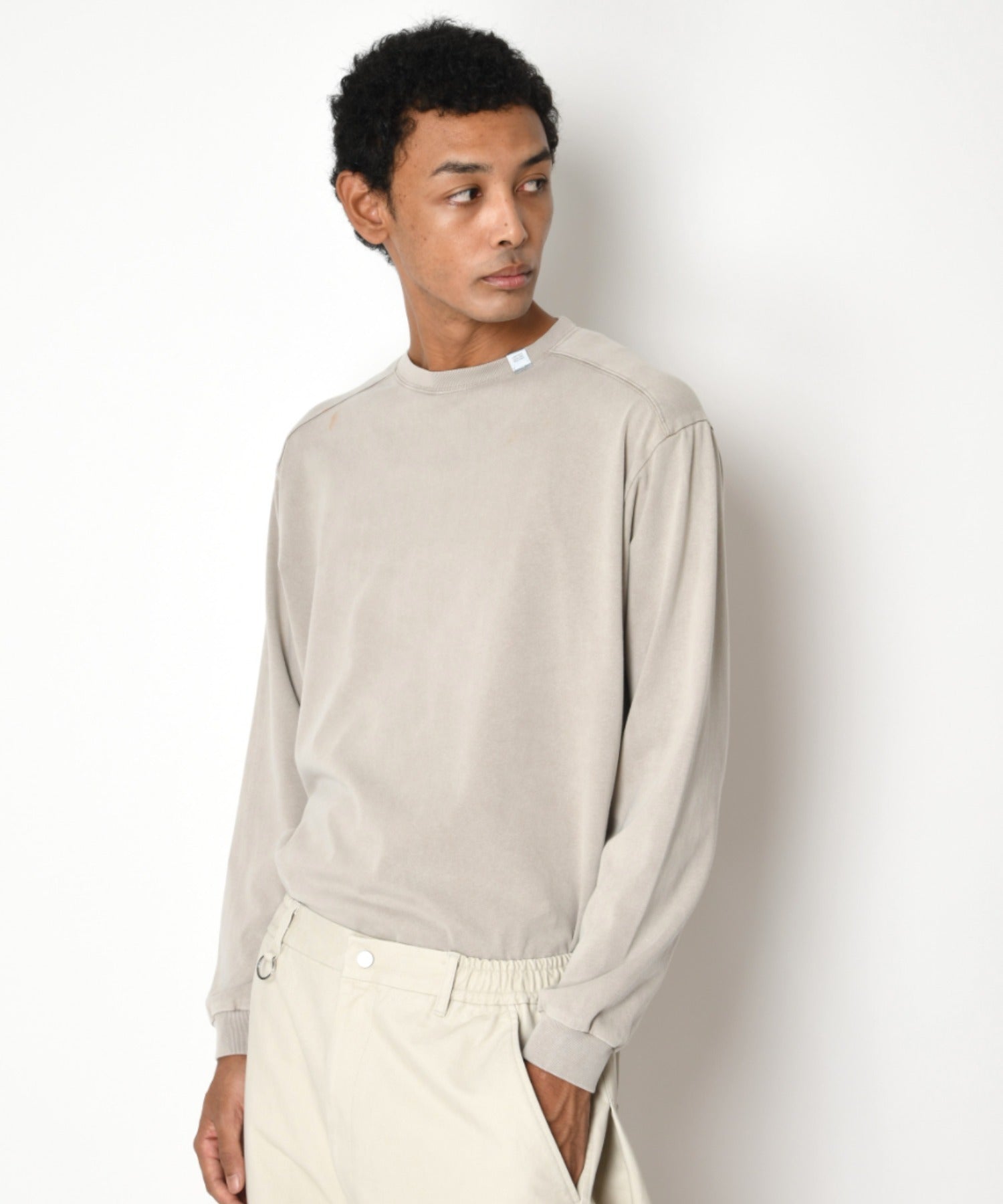 Pigment dyed L/S T-shirt （無地） - black