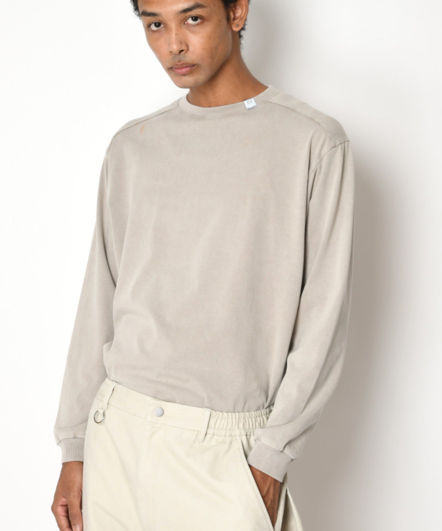 Pigment dyed L/S T-shirt （無地） - l.black