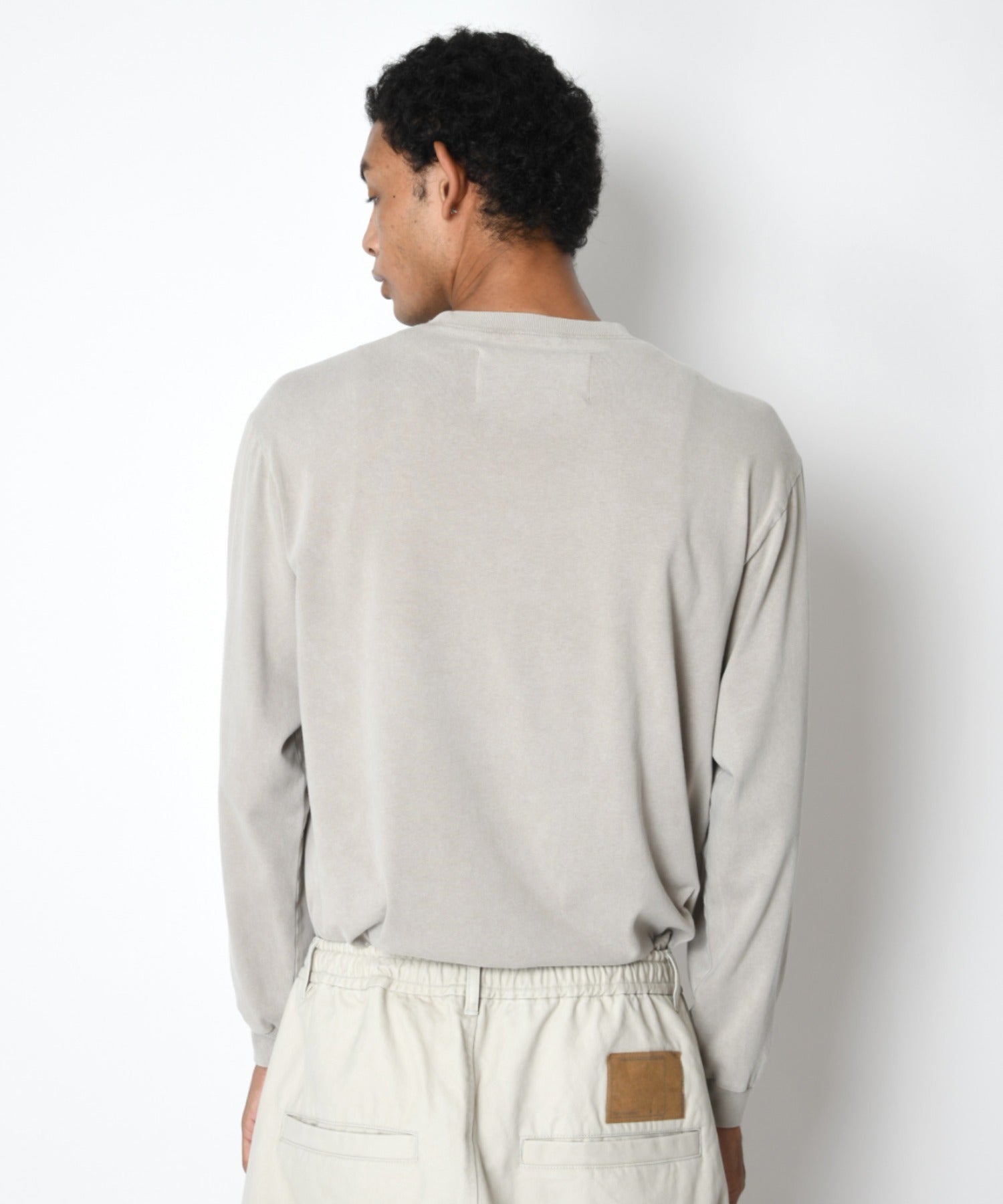 Pigment dyed L/S T-shirt （無地） - l.gray