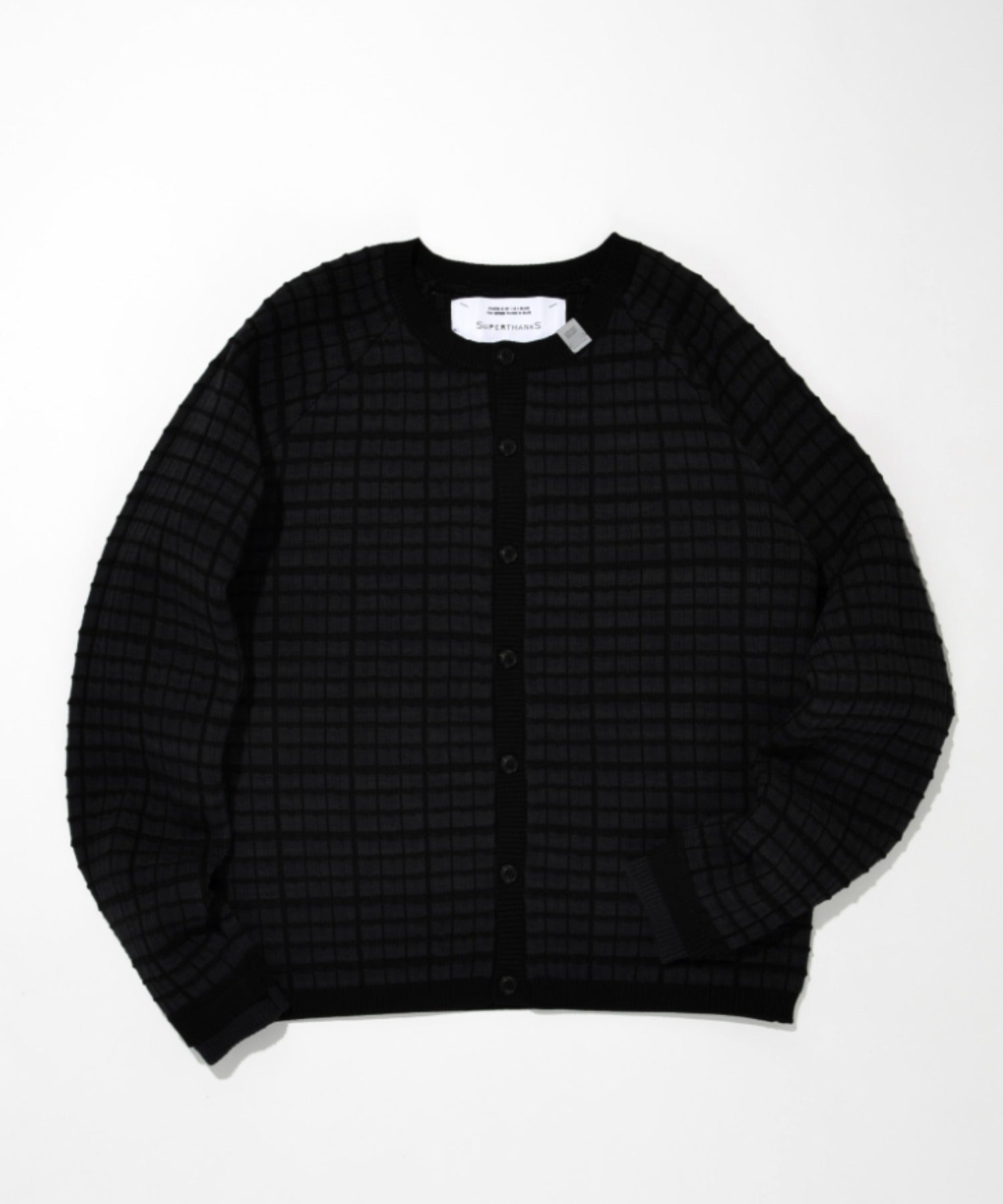 Graph check Knit Cardigan - black/black