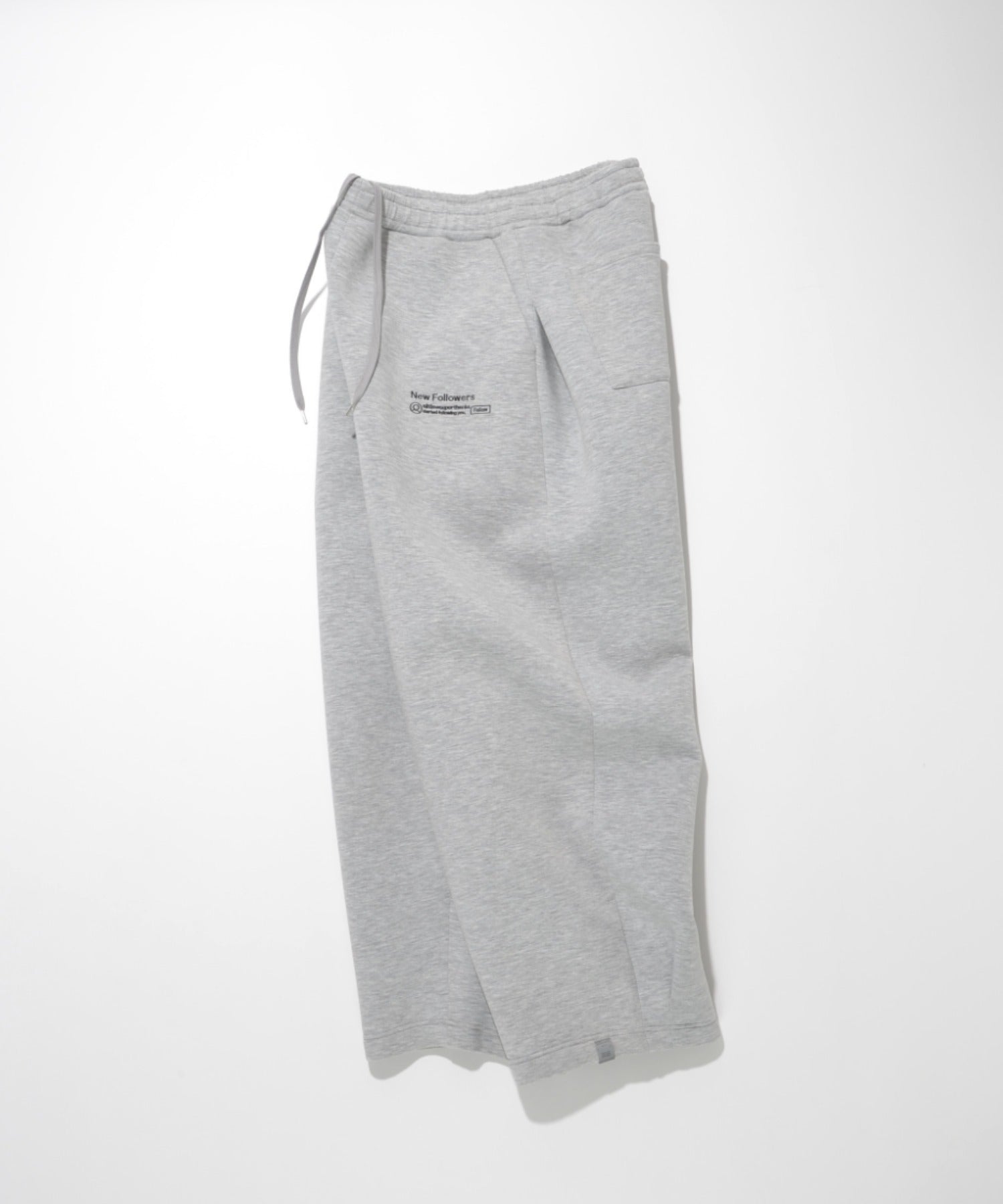 Double-knit Embroidery Side-tuck Wide Pants - ash gray
