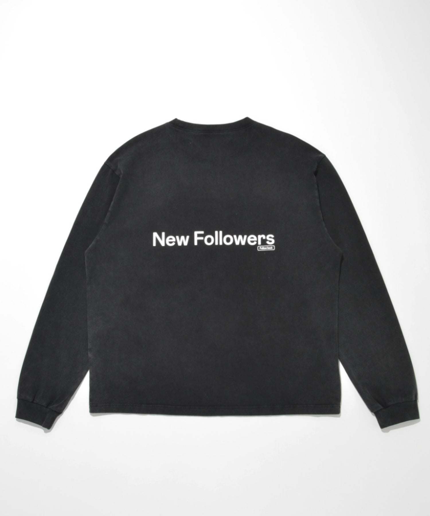 Pigment dyed Print L/S T-shirt - black