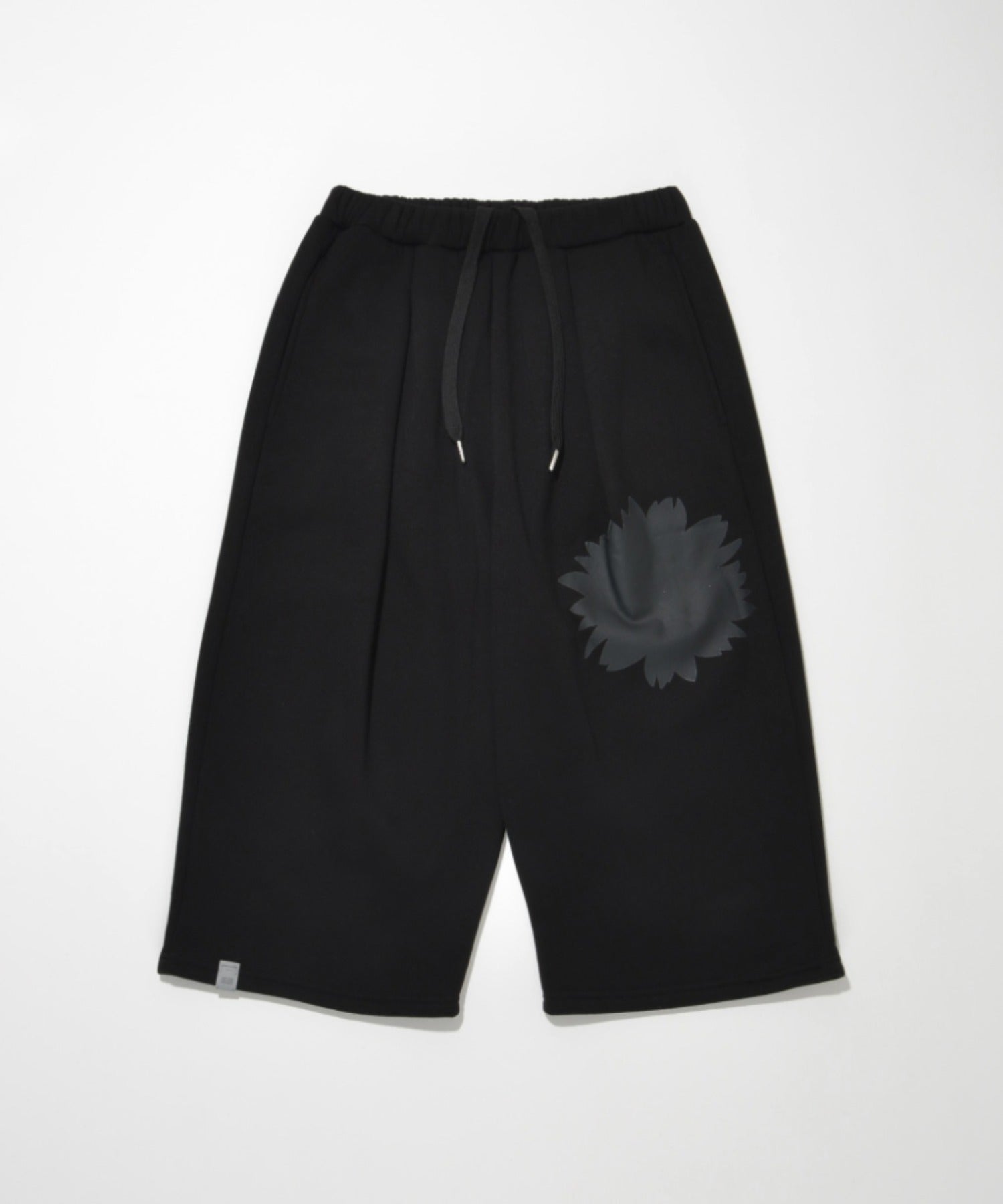 Flower sweat cropped wide trousers - black
