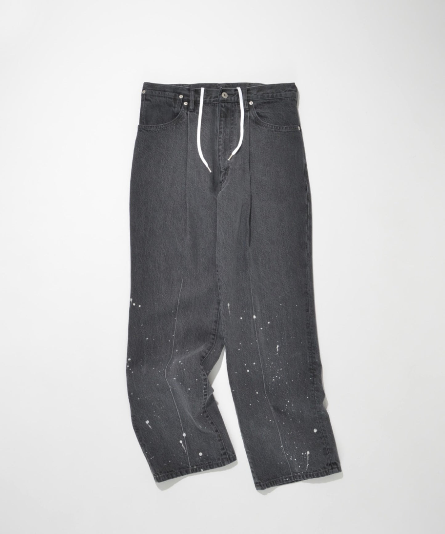 Washed flared denim tuck P - white