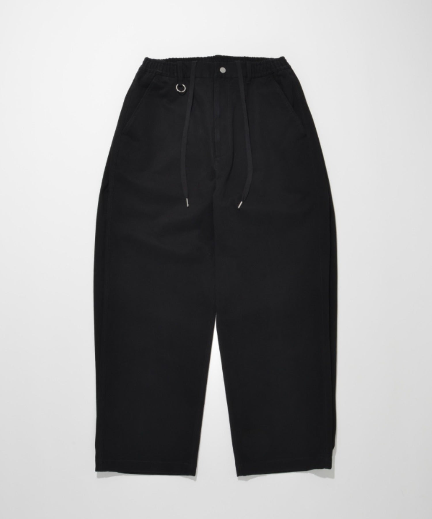 Pigment dyed Twill Side-tuck Wide Pants - black