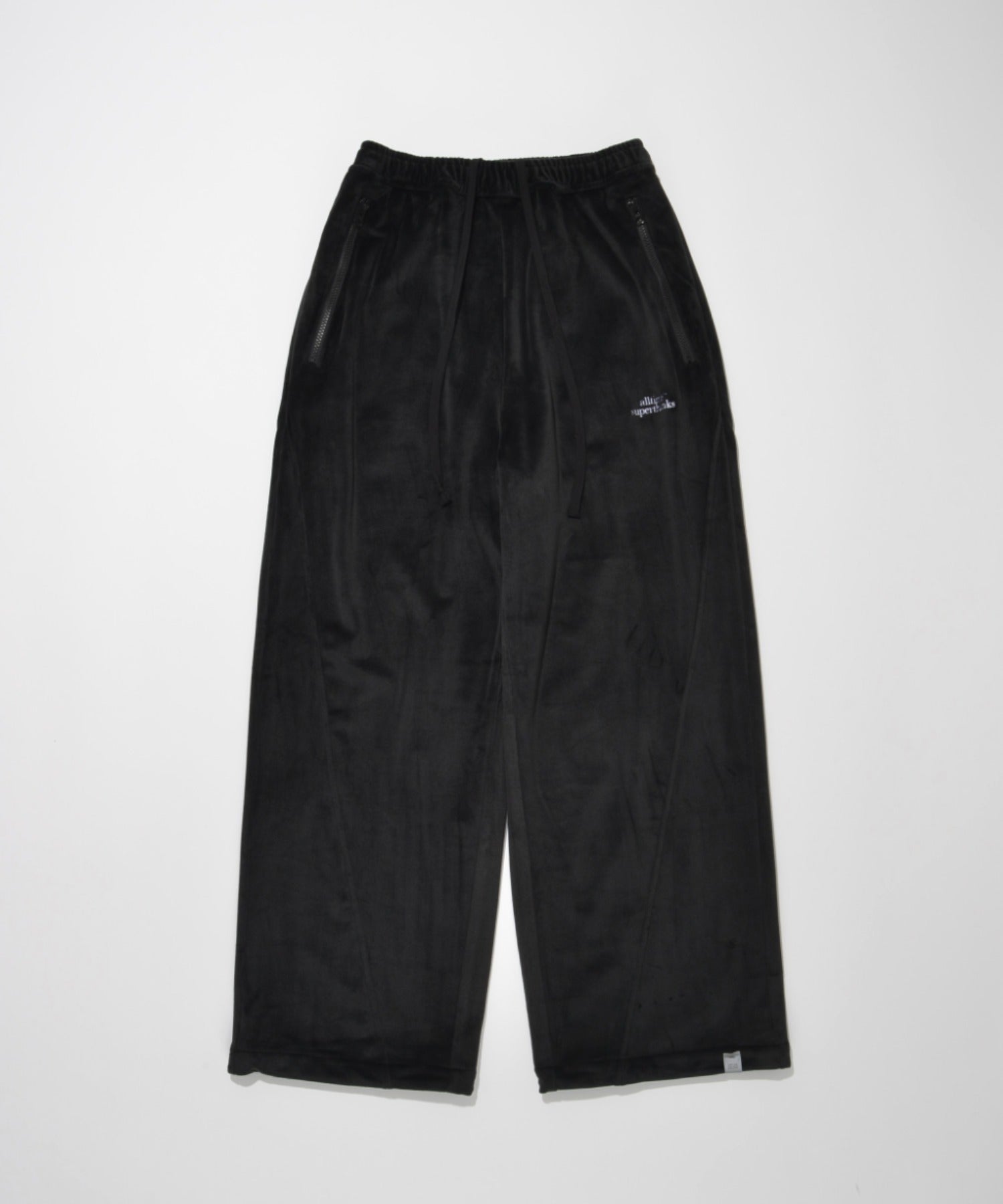 Velour Panel Wide Pants - black/black