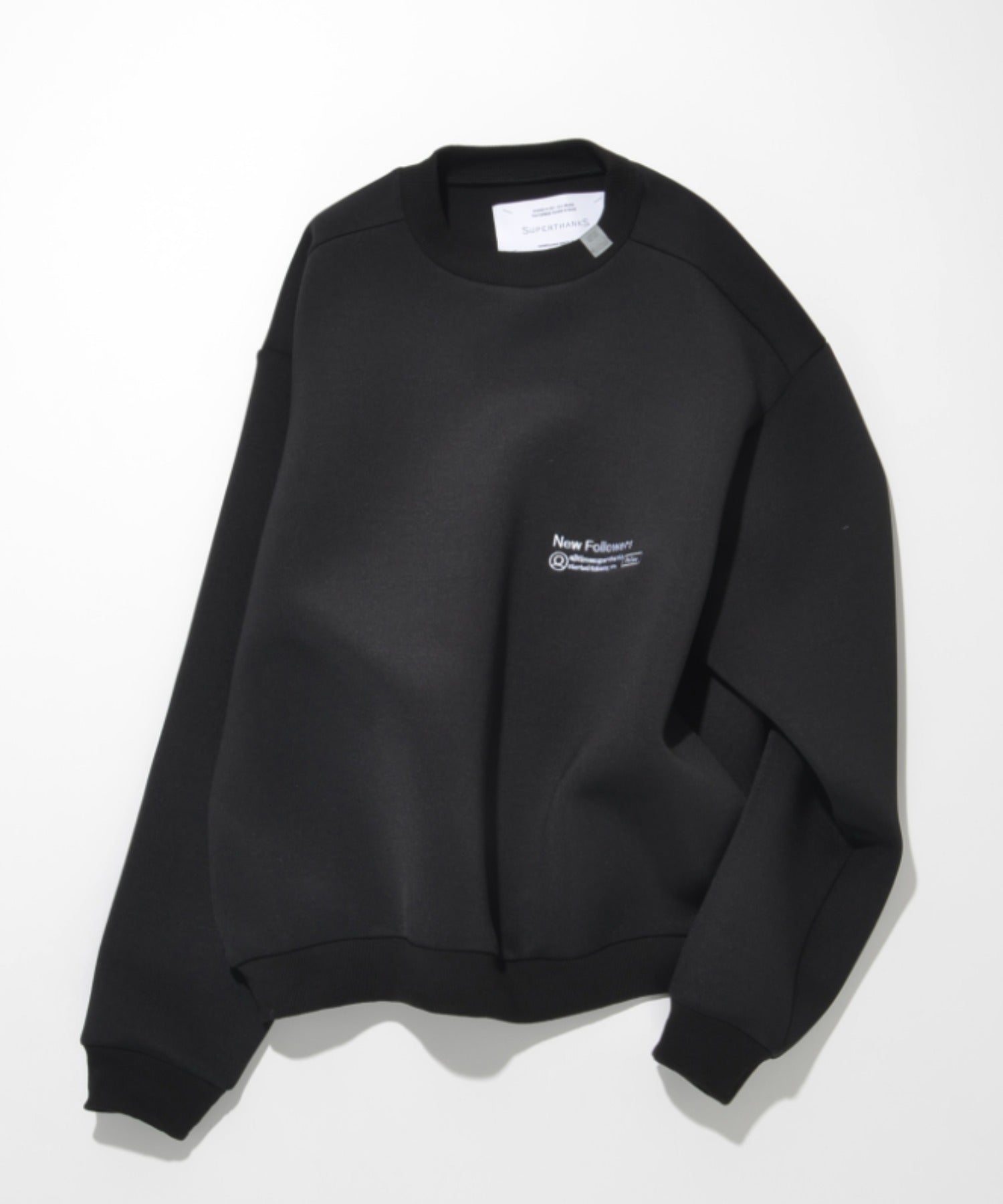 Double-knit Embroidery Crew-neck - black
