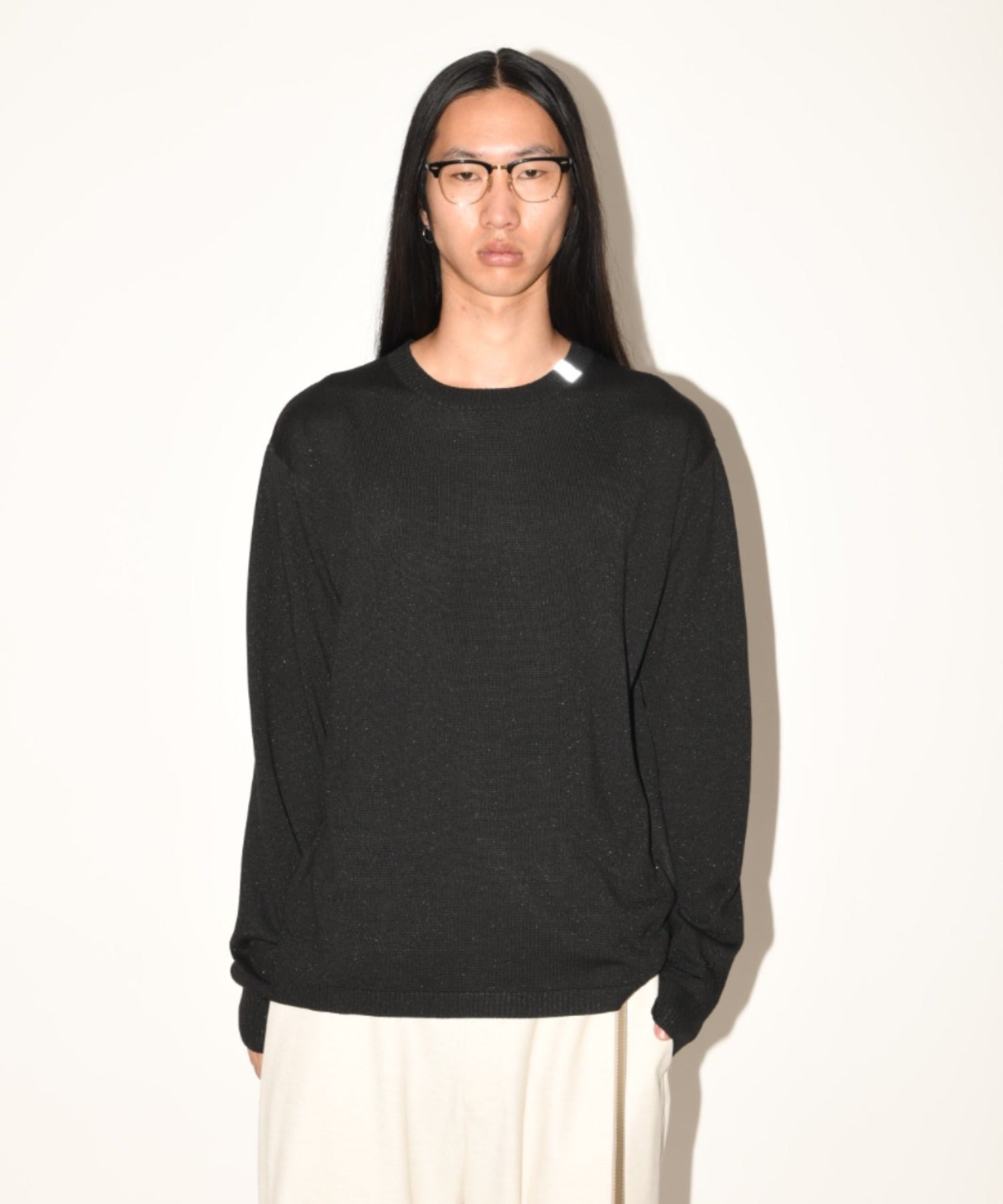 Glitter mix long-sleeve knit - black mix