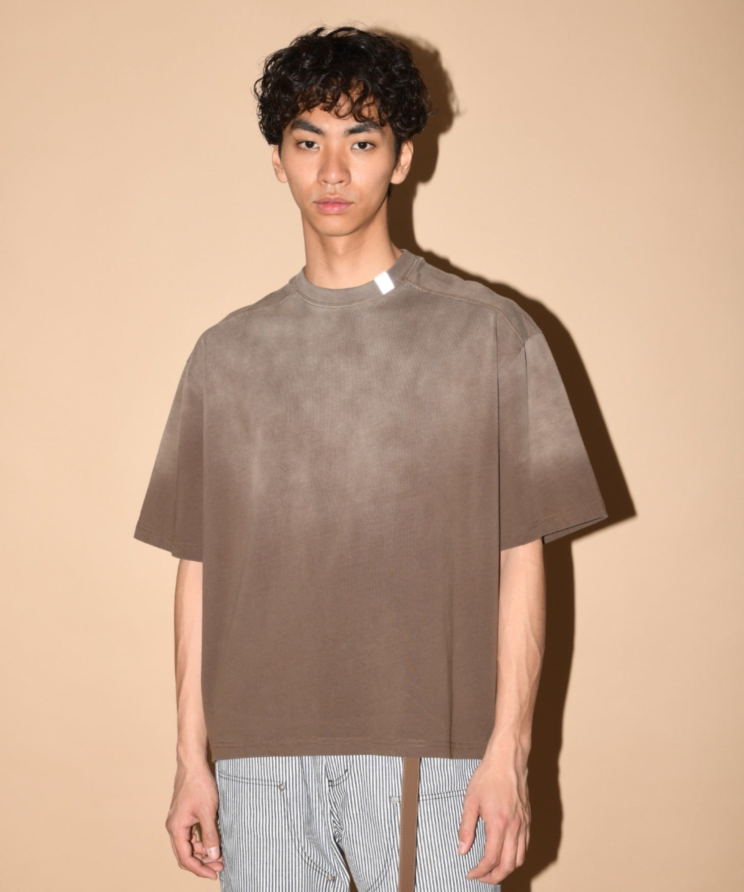 Sun faded Sweat S/S T-shirt - brown