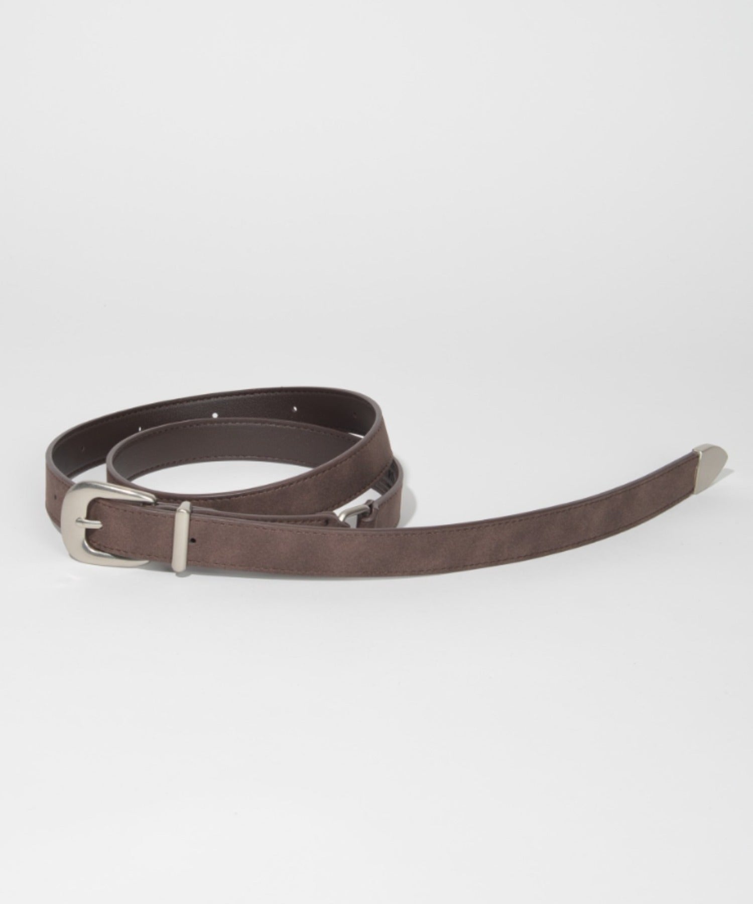 Ling narrow Suede Belt- pink