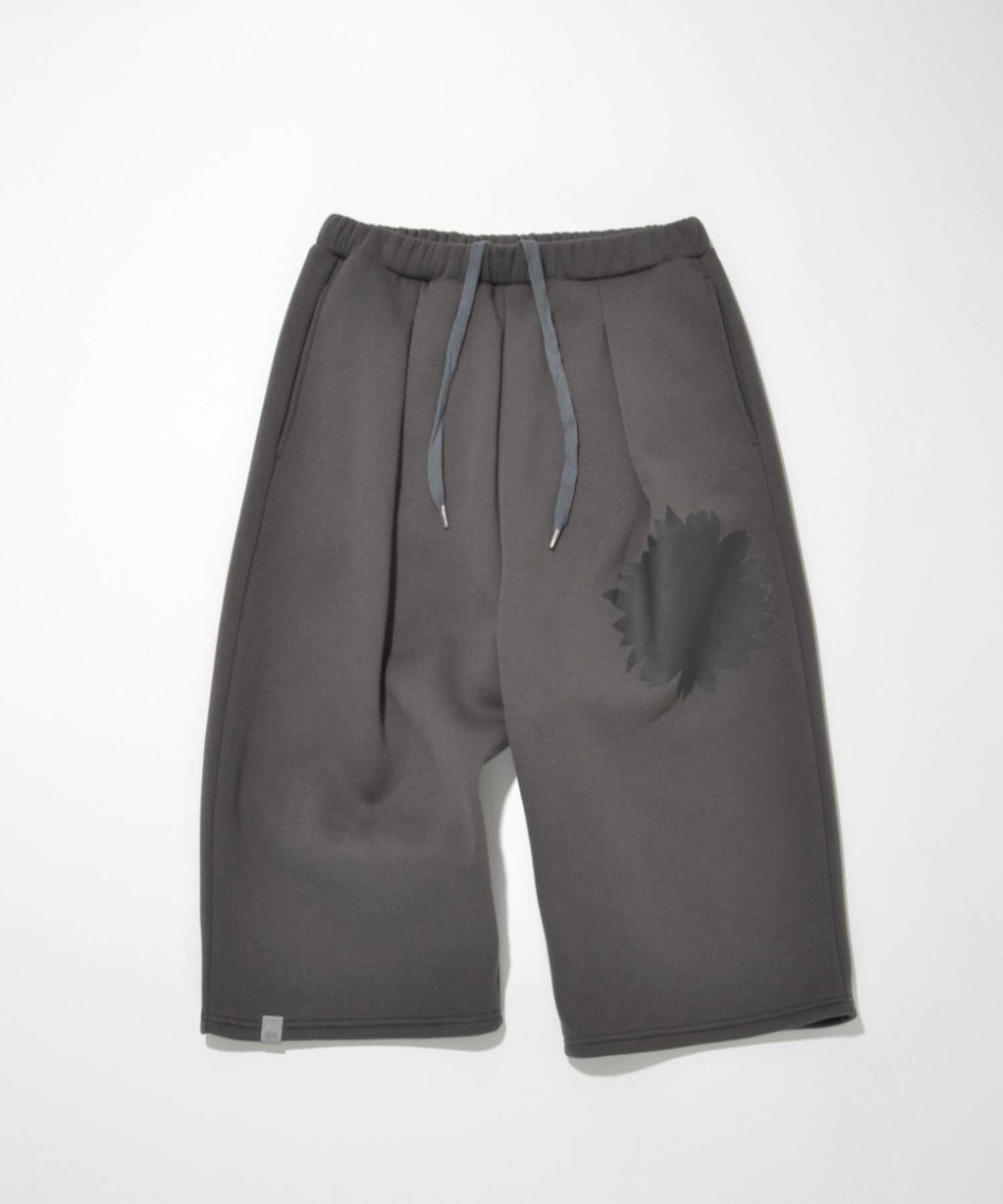 Flower sweat cropped wide trousers - c.gray
