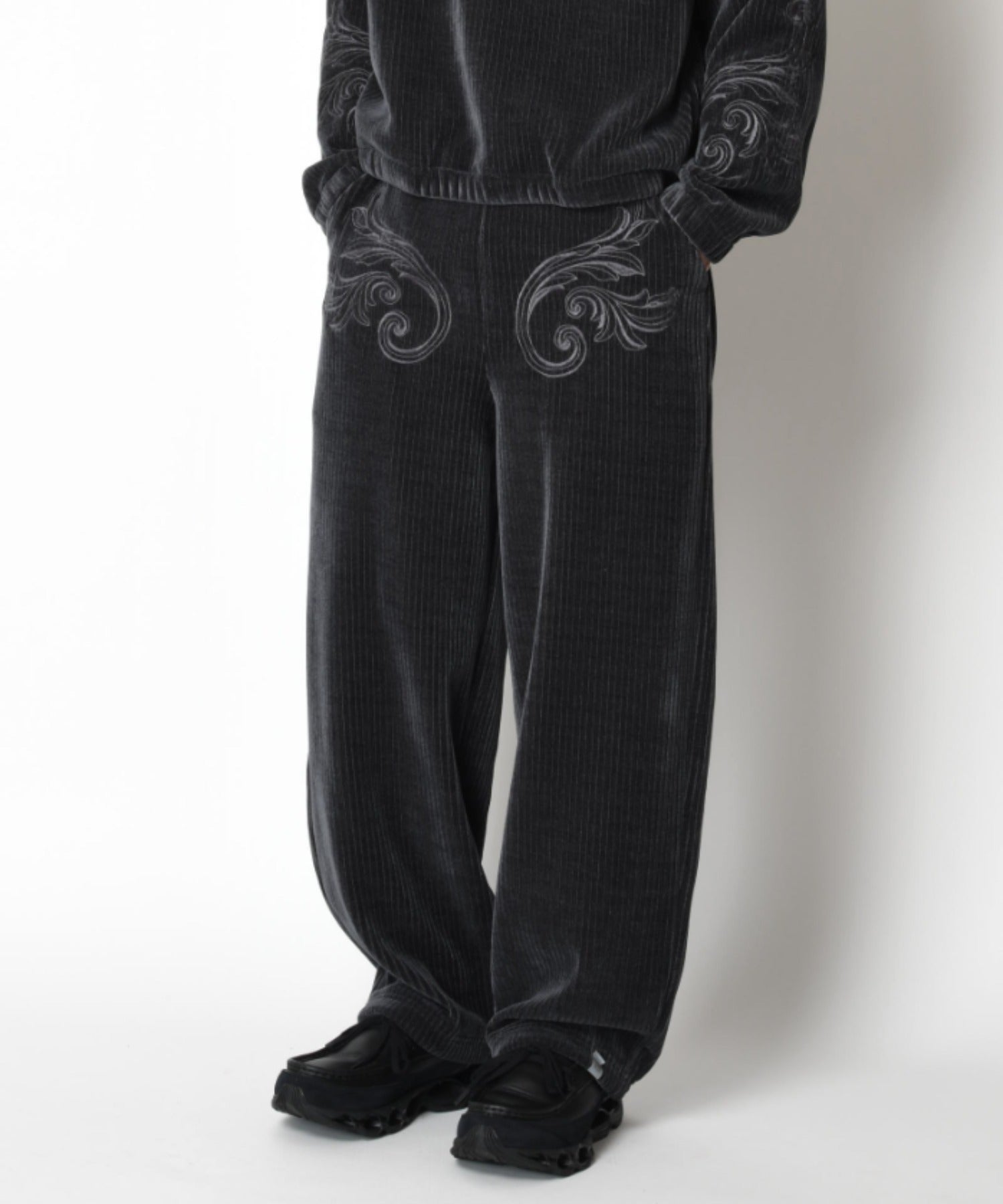 Stretch corduroy Side-tuck balloon pants - c.gray
