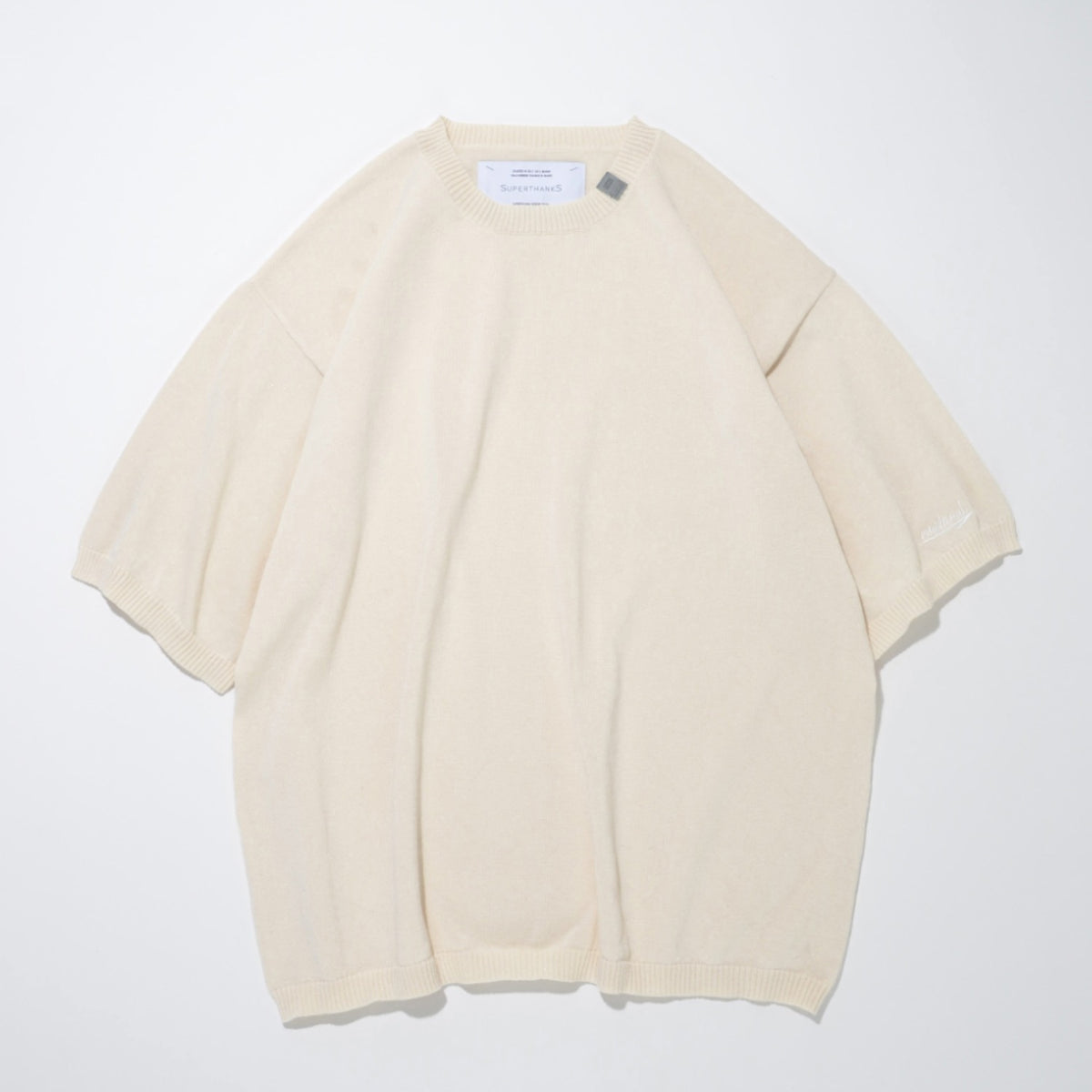 Glitter mix half-sleeve knit - cream mix