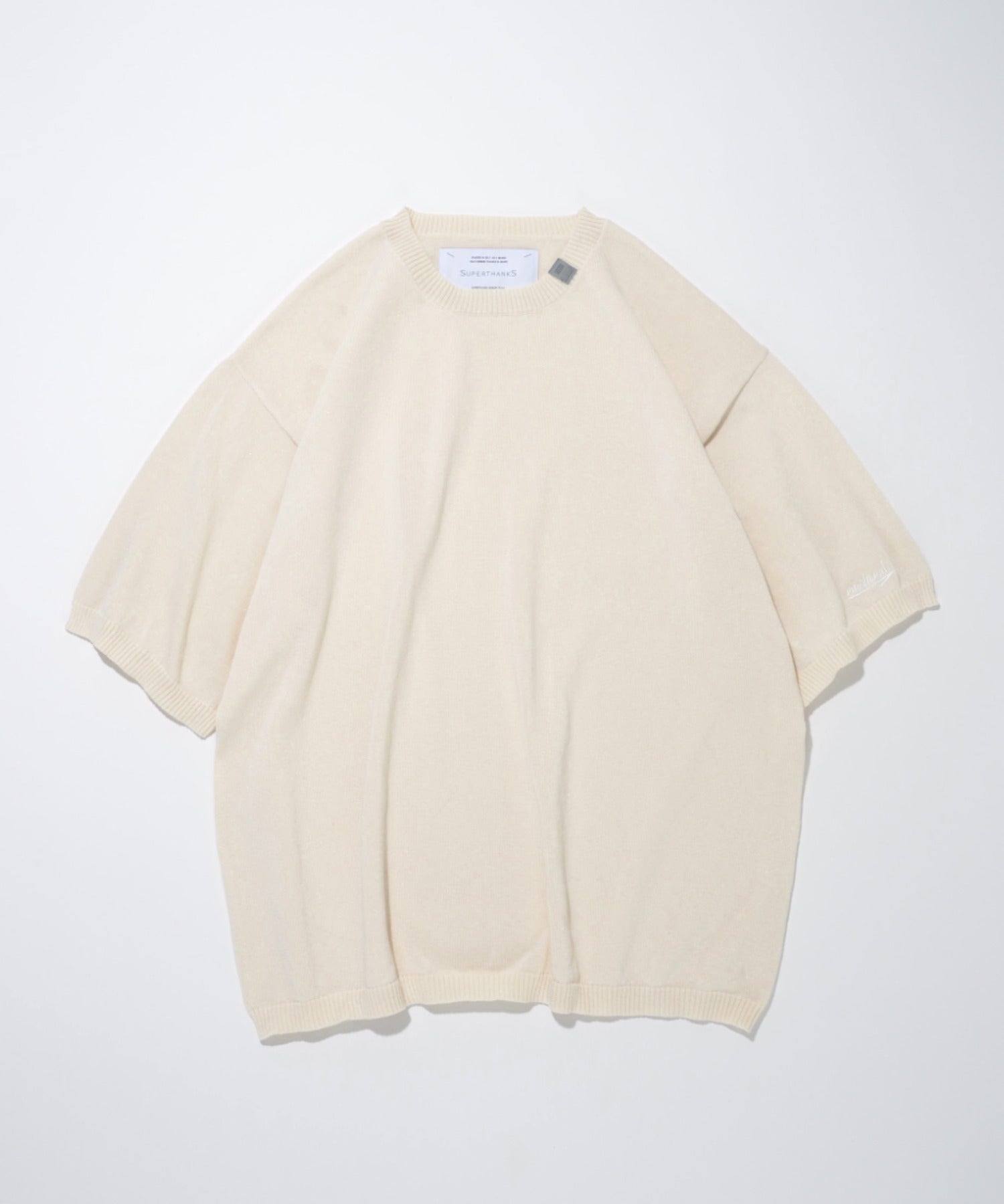 Glitter mix half-sleeve knit - cream mix